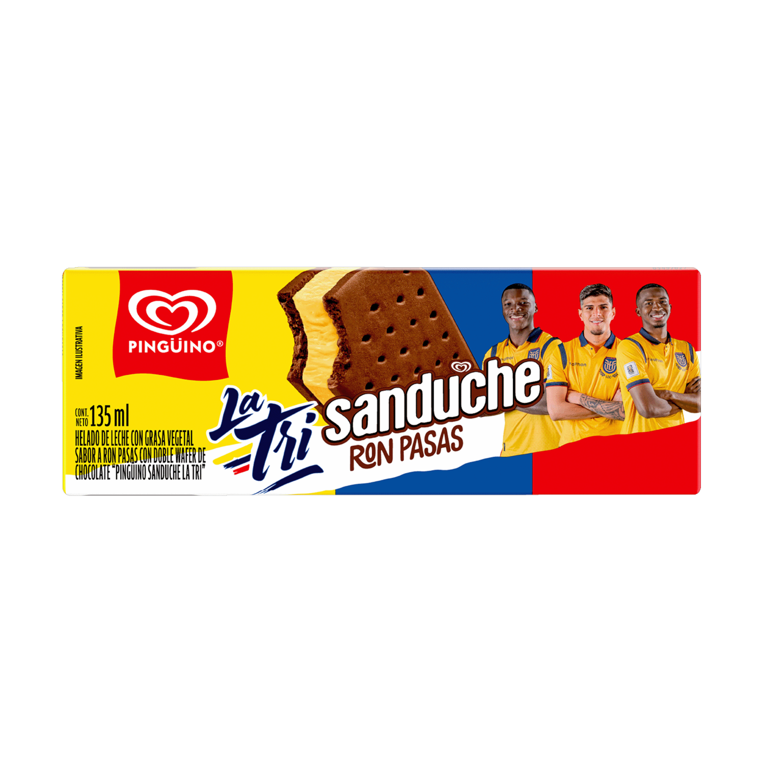 Helado Sanduche Ron Pasas La Tri PINGÜINO 135 Ml