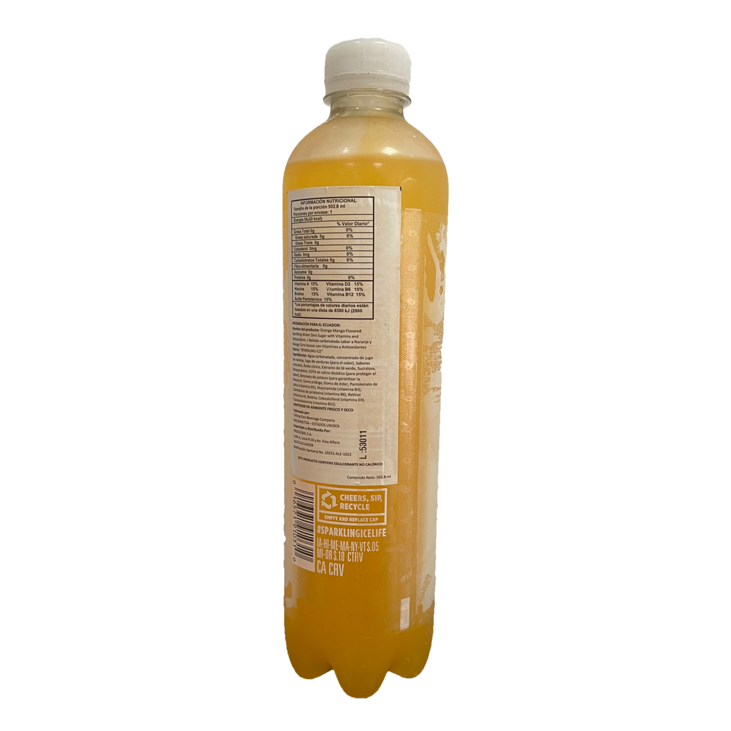 Agua Con Gas Orange Mango Sin Azúcar SPARKLING ICE 502,8 Ml