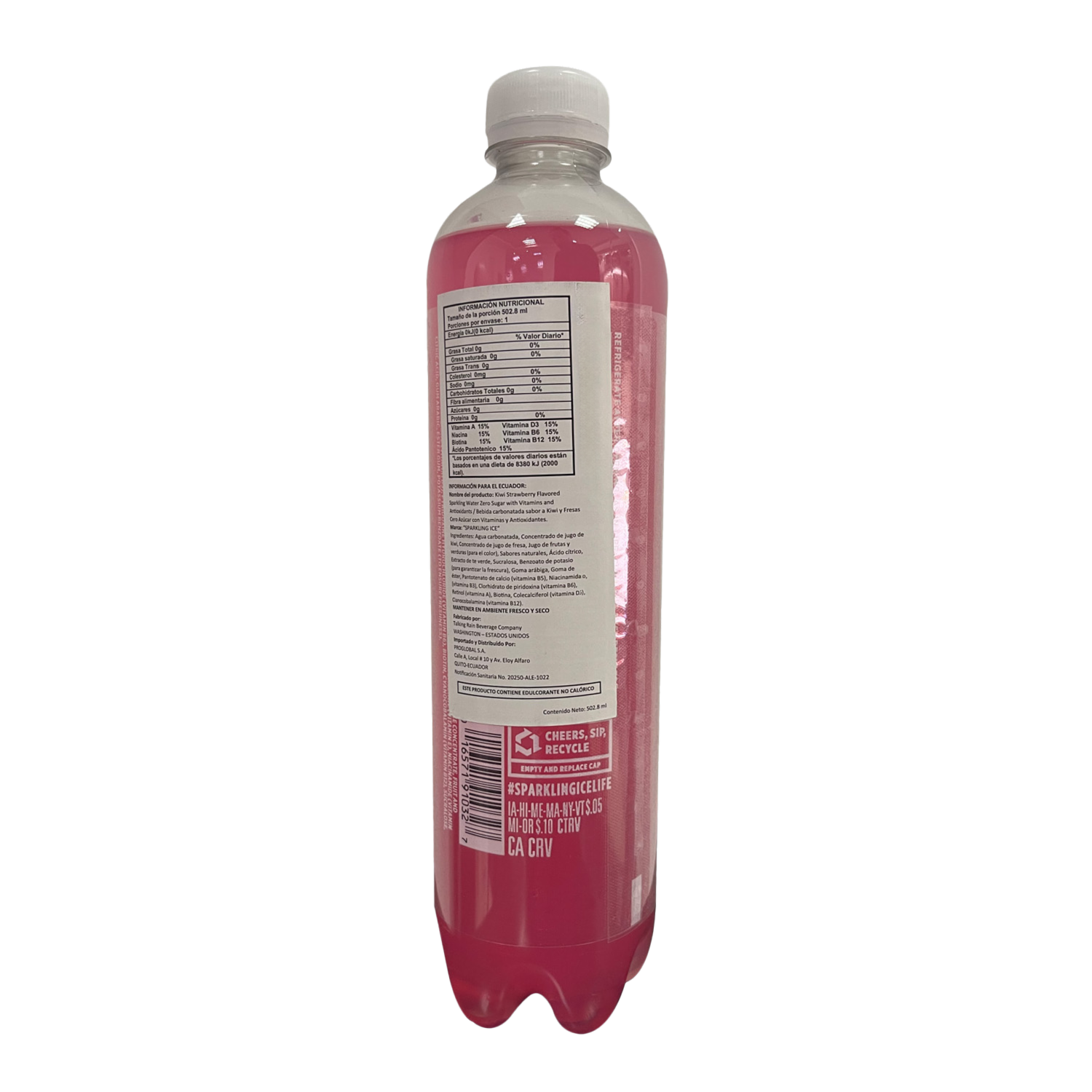 Agua Con Gas Kiwi Strawberry Sin Azúcar SPARKLING ICE 502,8 Ml