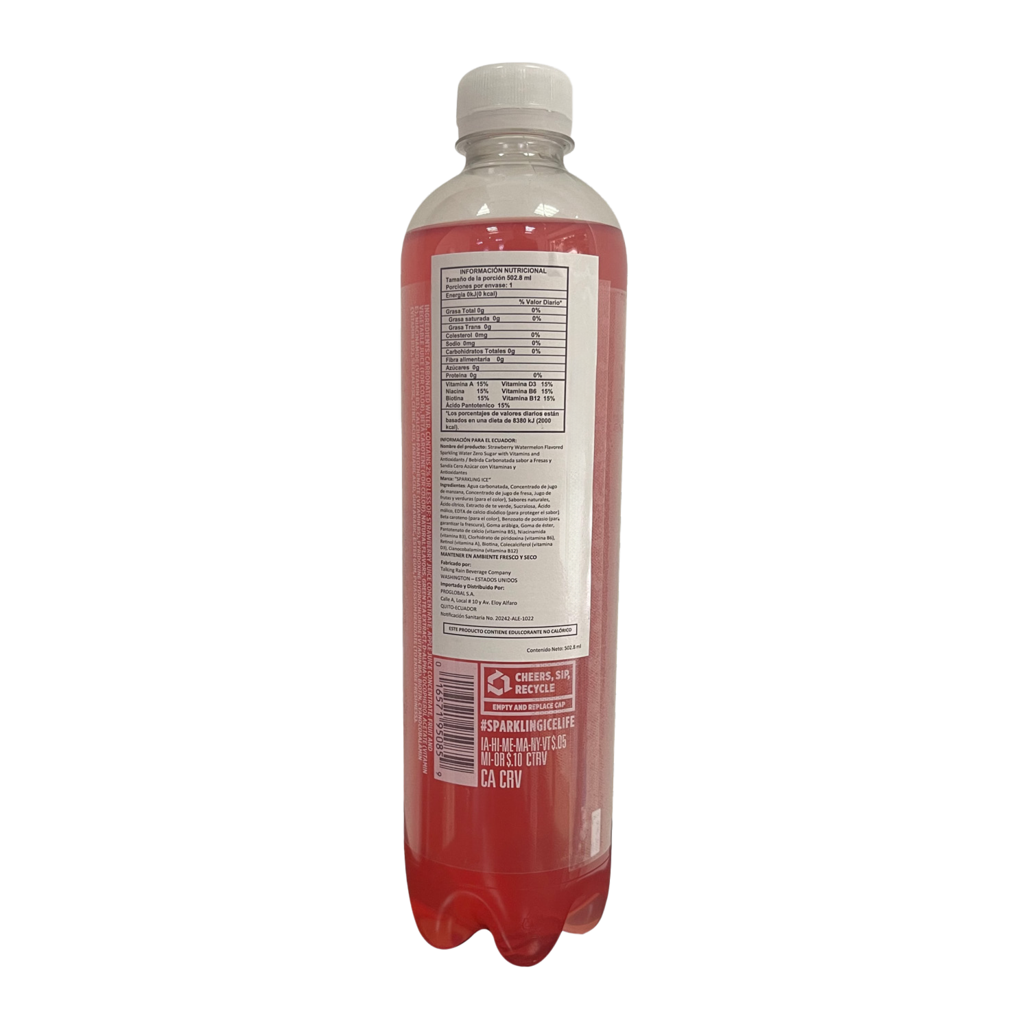 Agua Con Gas Strawberry Watermelon Sin Azúcar SPARKLING ICE 502,8 Ml