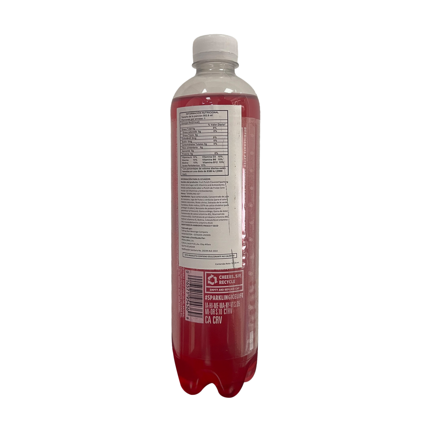 Agua Con Gas Fruit Punch Sin Azúcar SPARKLING ICE 502,8 Ml