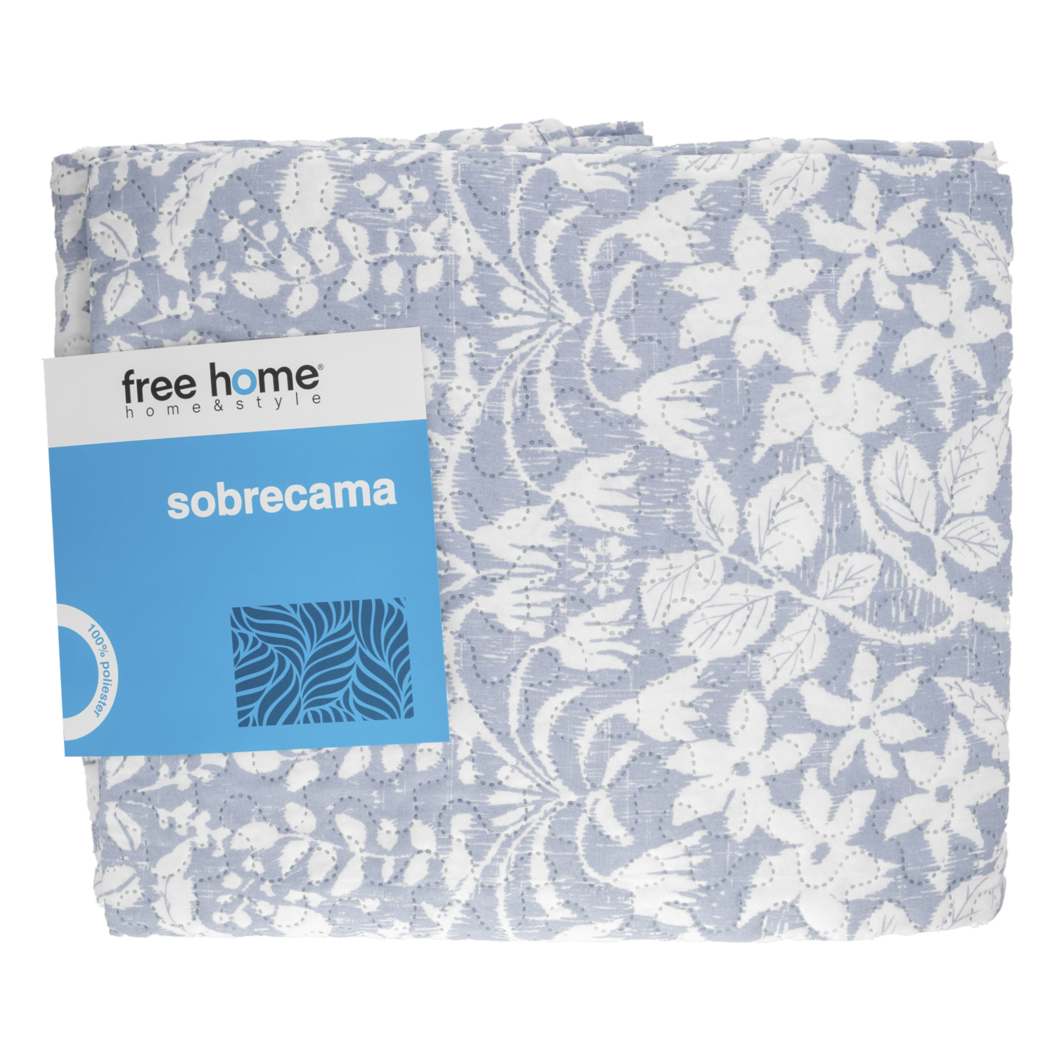 Sobrecama Floral Zuri Celeste FREE HOME 2 1/2 Plazas