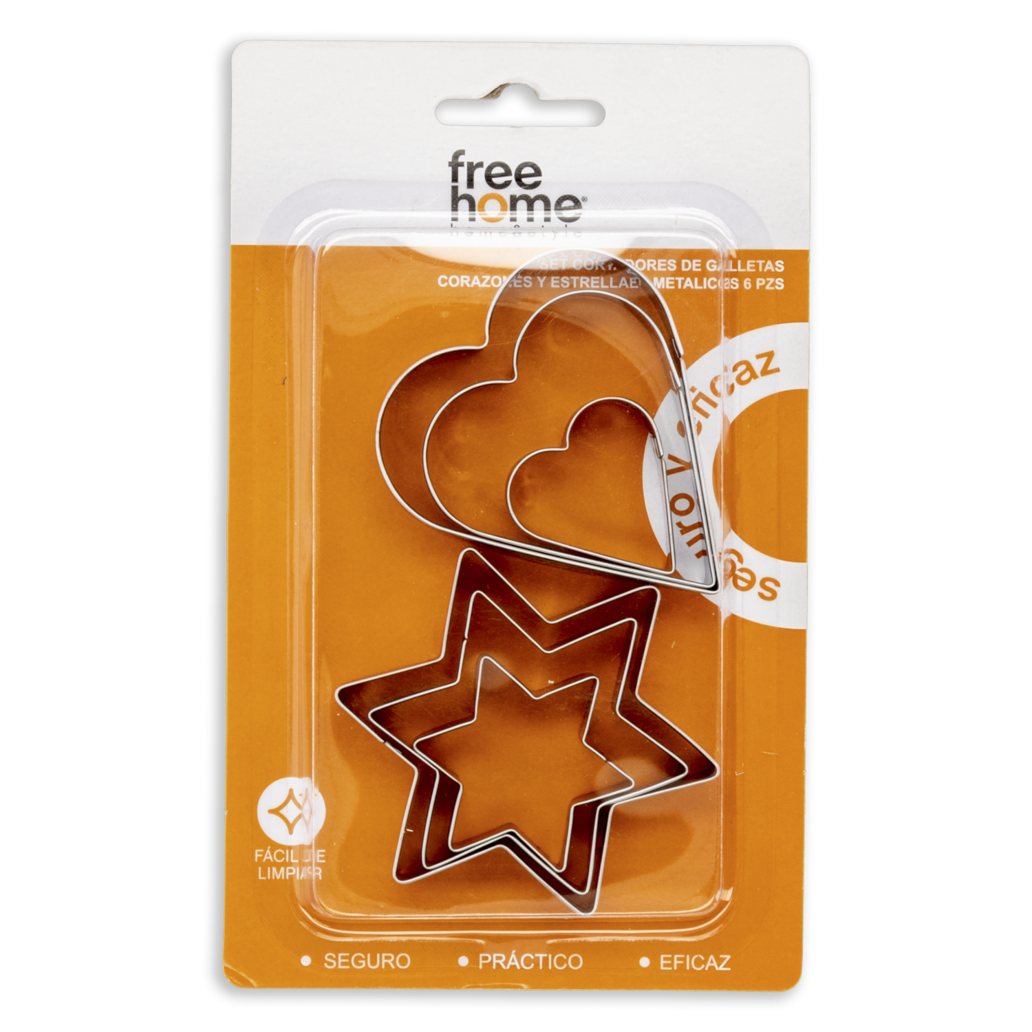 Cortadores De Galletas Metálicos Corazones Y Estrellas FREE HOME 6 Pzs