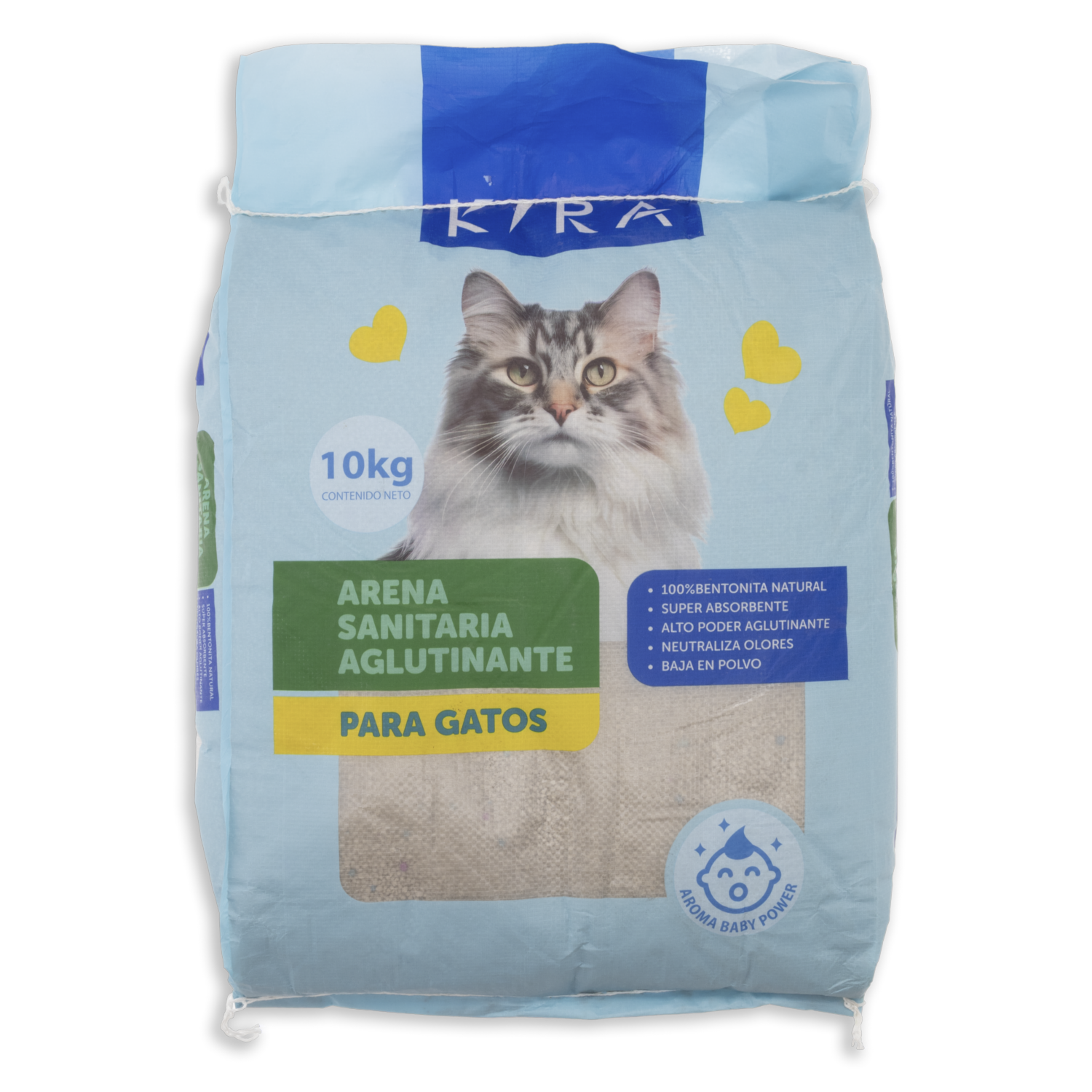 Arena Para Gato Aglutinante Aroma Baby Powder KIRA 10 Kg