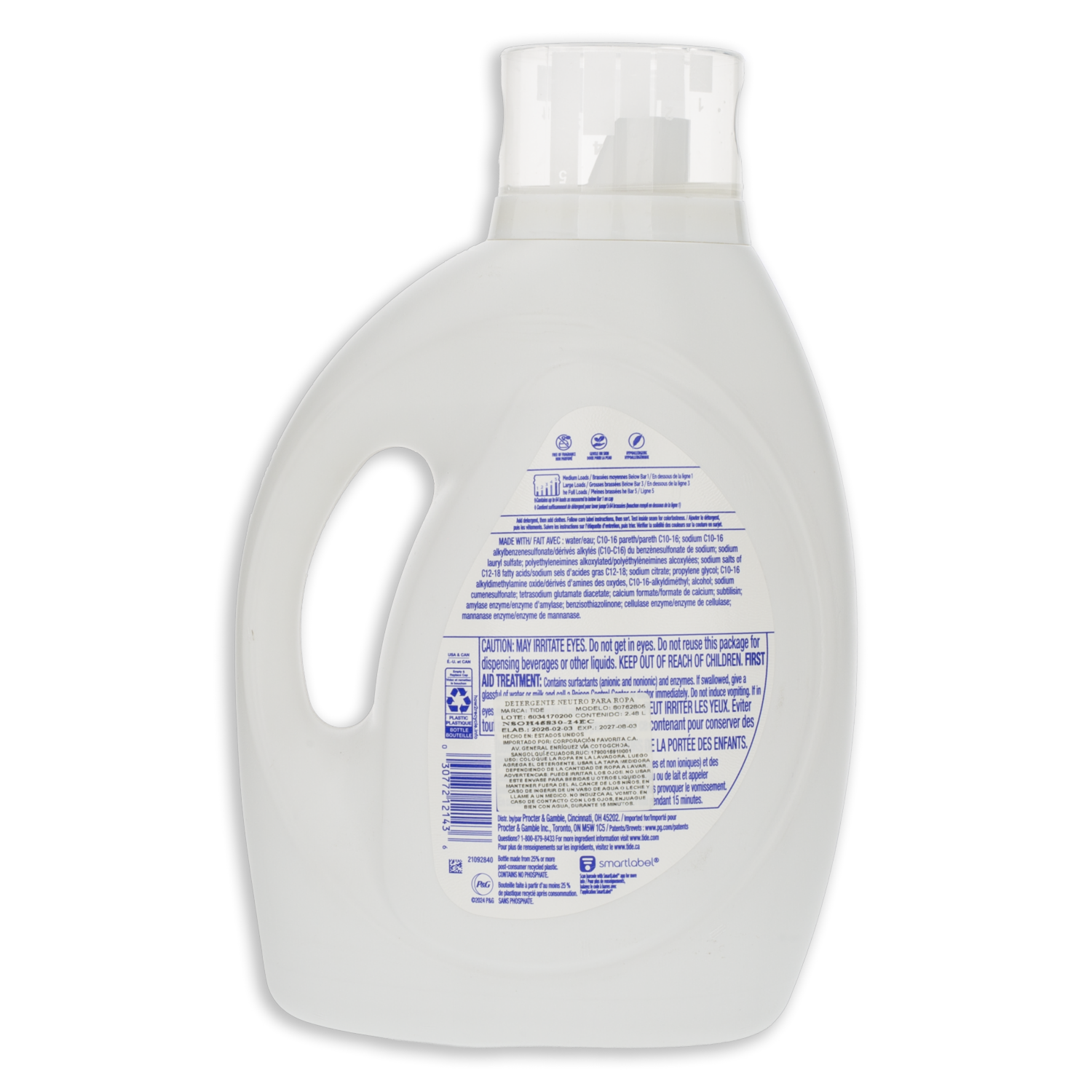 Detergente Líquido Free & Gentle Hipoalergénico TIDE 2.48 L