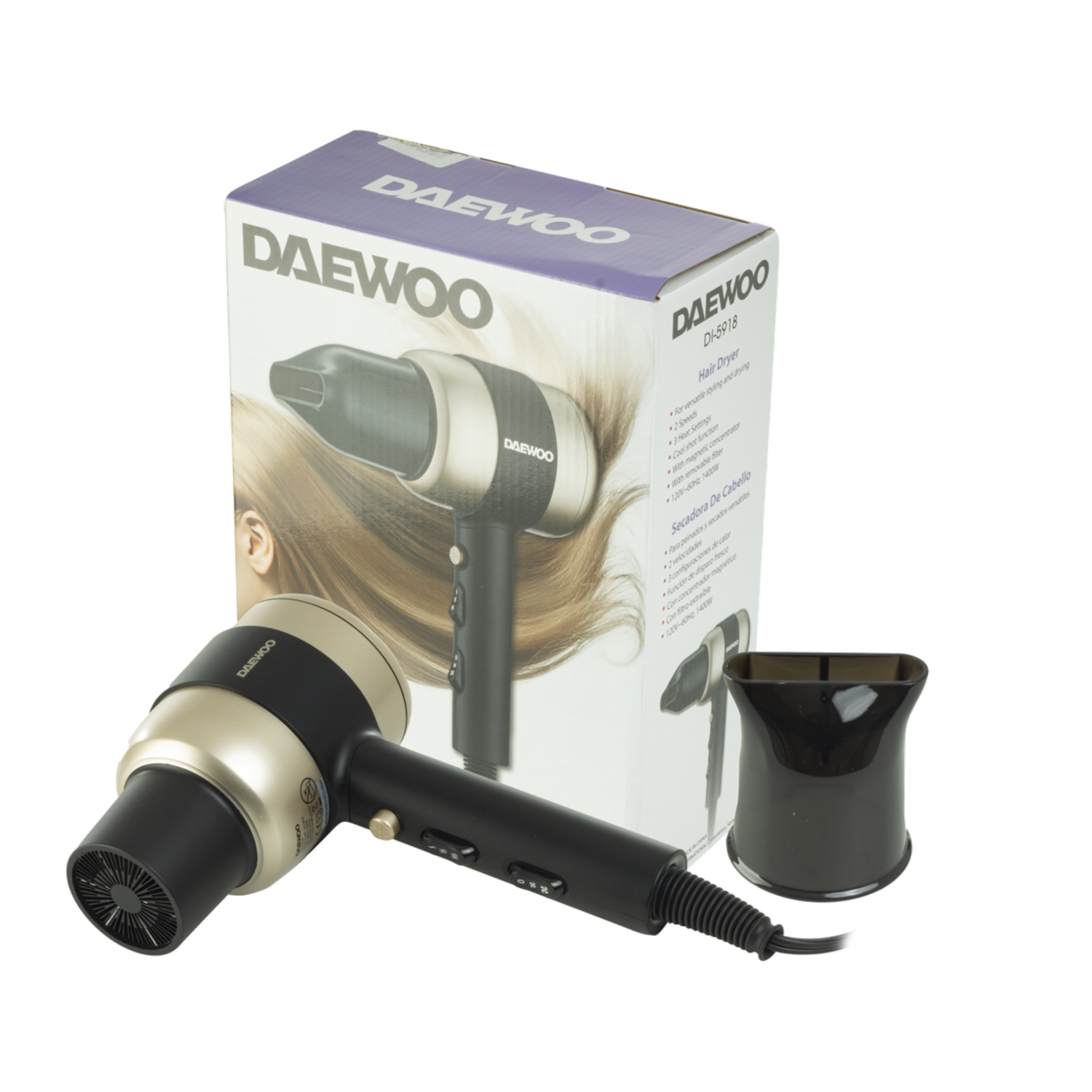 Secador De Cabello Para Colgar Modelo DI-5918 DAEWOO 800 Watts