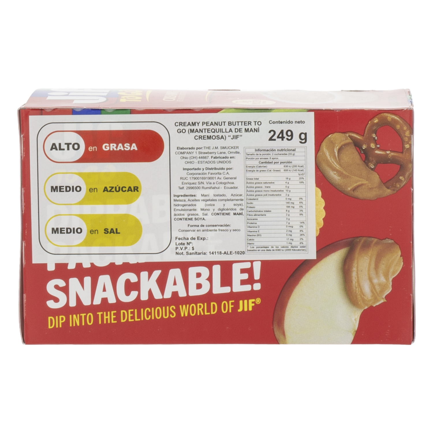 Mantequilla De Maní To Go JIF 8X31,2 G