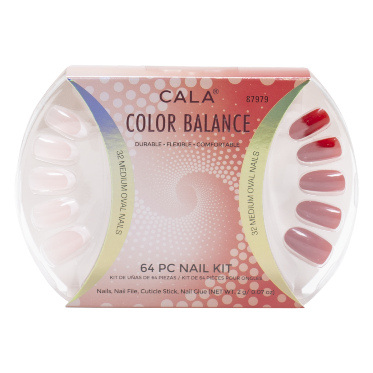Uñas Postizas Color Balance Frech Tip & Red CALA X64 Piezas
