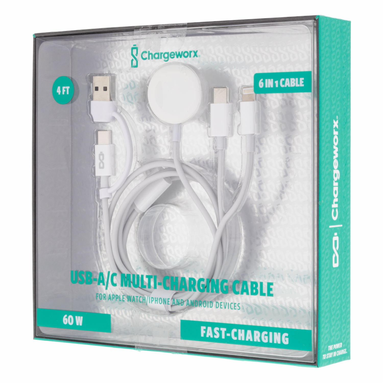 Cable Multi Carga Rápida Usb-A/C 6 En 1 CHARGE WORX 60 W