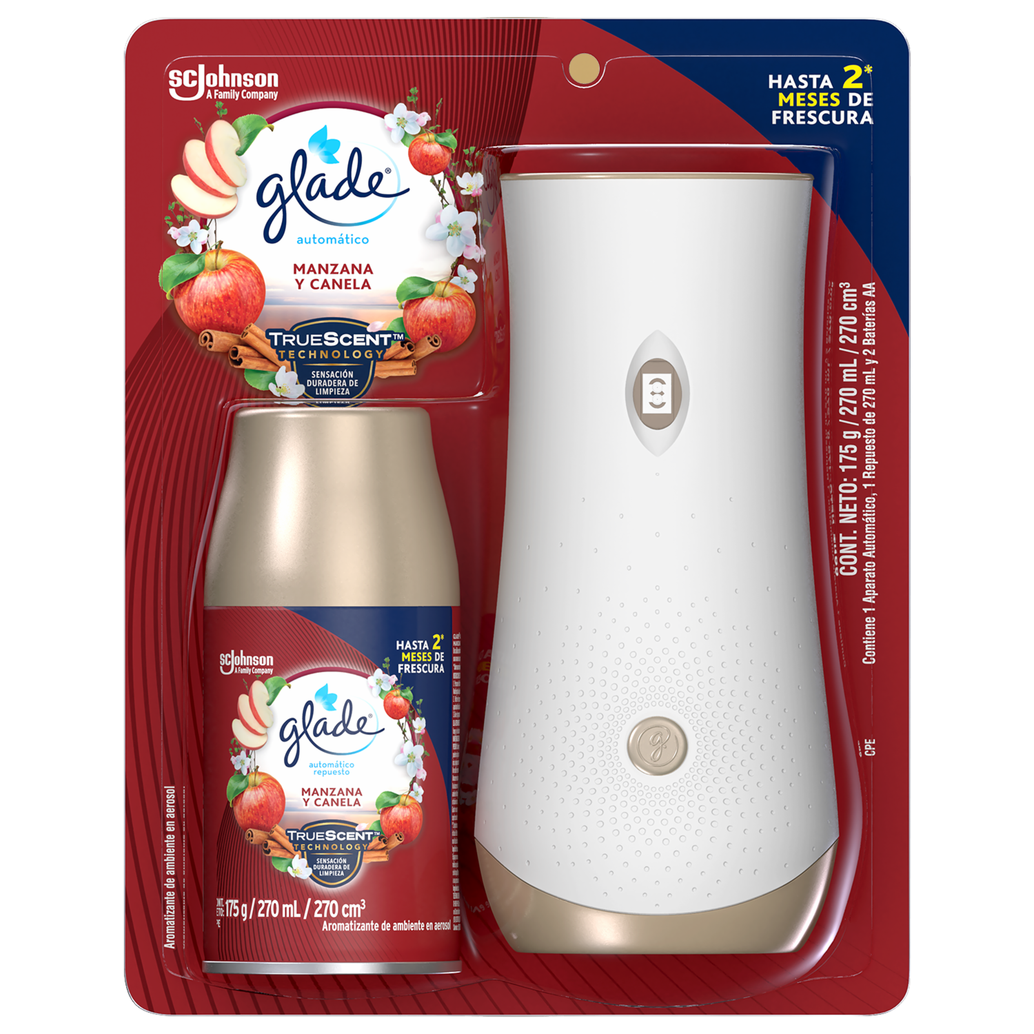 Desodorante Ambiental Automático + Repuesto A Manzana Y Canela GLADE 270 Ml