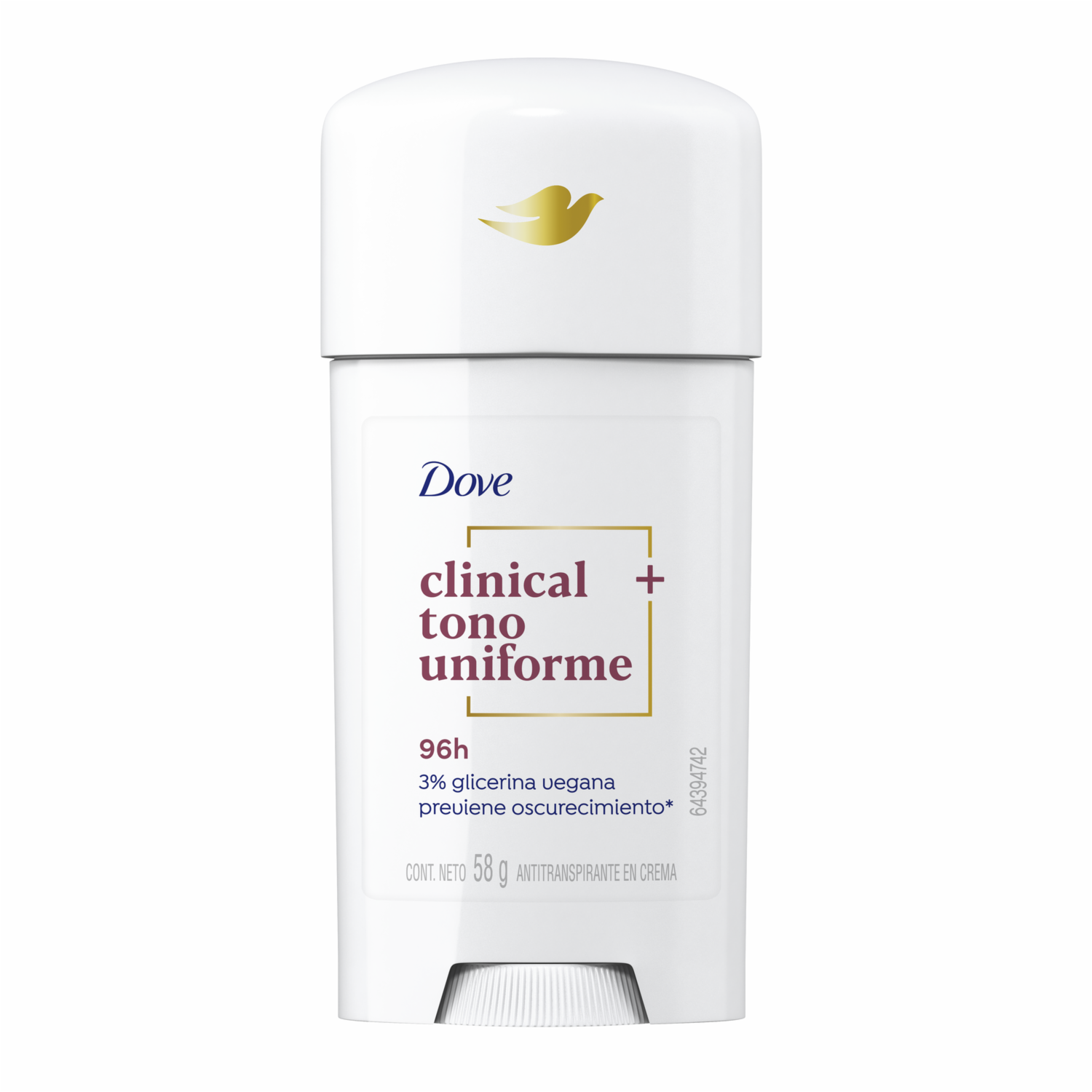 Desodorante En Barra Antitranspirante Para Mujer Clinical Tono Uniforme DOVE 58 G