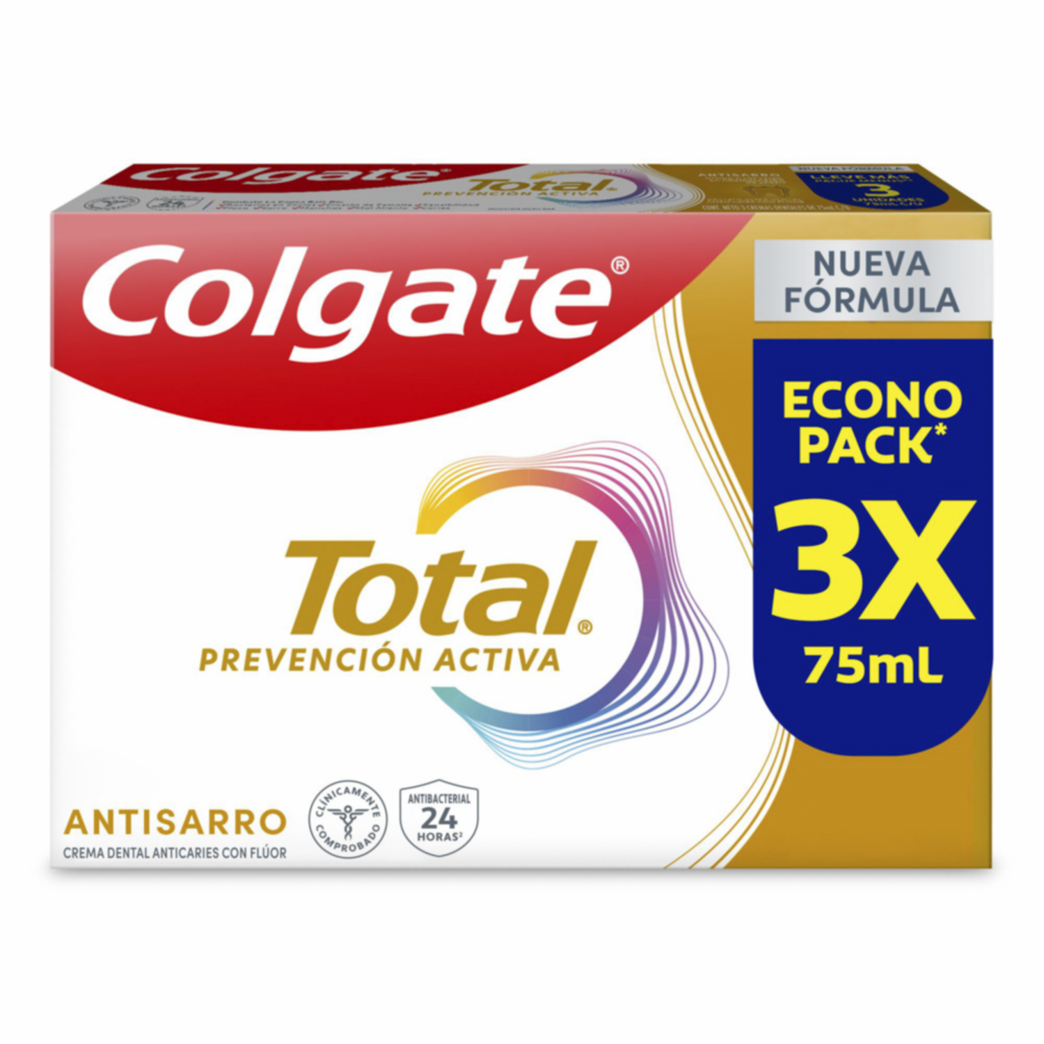 Pasta Dental Total Anti Sarro Prevención Activa COLGATE 3 X 75Ml