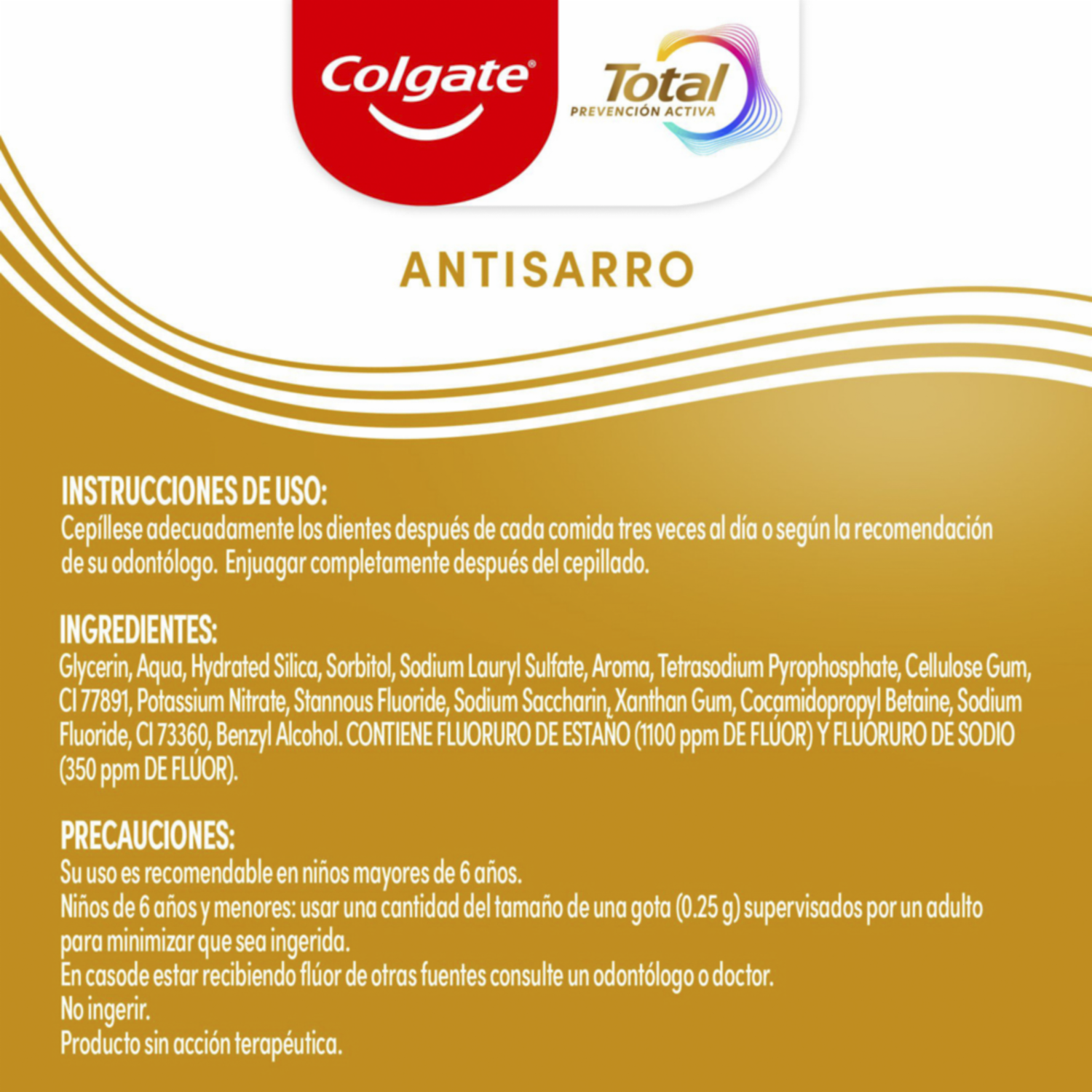 Pasta Dental Total Anti Sarro Prevención Activa COLGATE 3 X 75Ml
