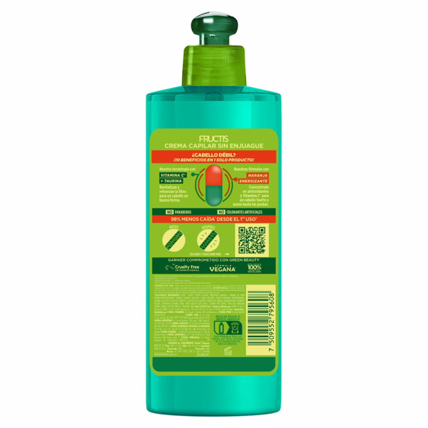 Crema Para Peinar Stop Caída GARNIER FRUCTIS 300 Ml
