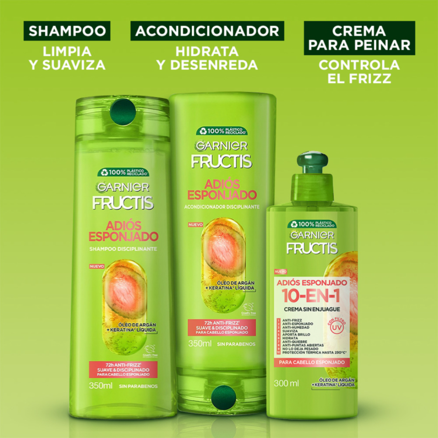 Shampoo Para Cabello Adiós Esponjado GARNIER FRUCTIS 350 Ml
