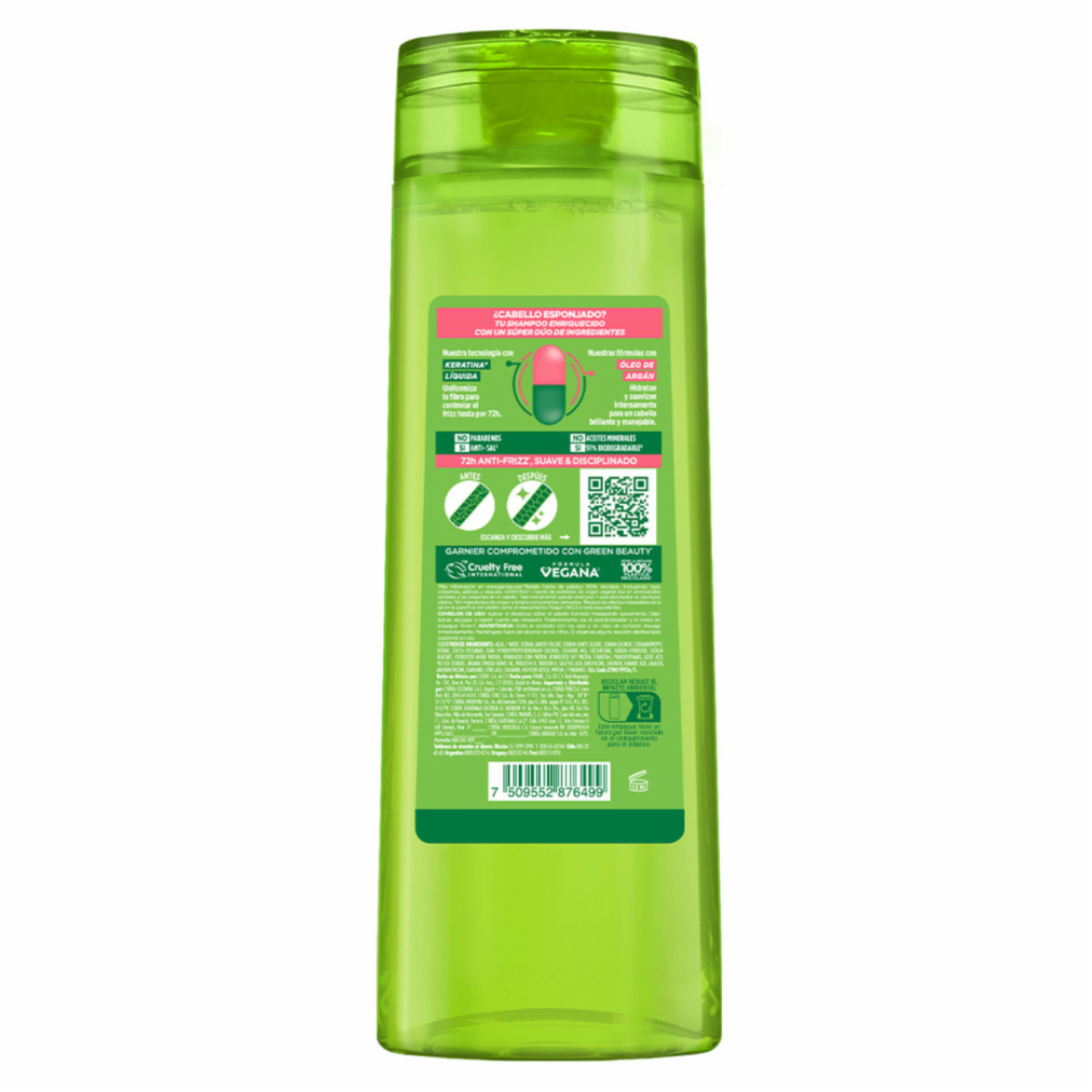 Shampoo Para Cabello Adiós Esponjado GARNIER FRUCTIS 350 Ml