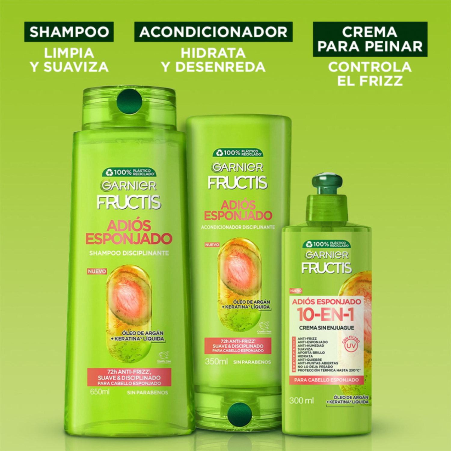 Shampoo Para Cabello Adiós Esponjado GARNIER FRUCTIS 650 Ml