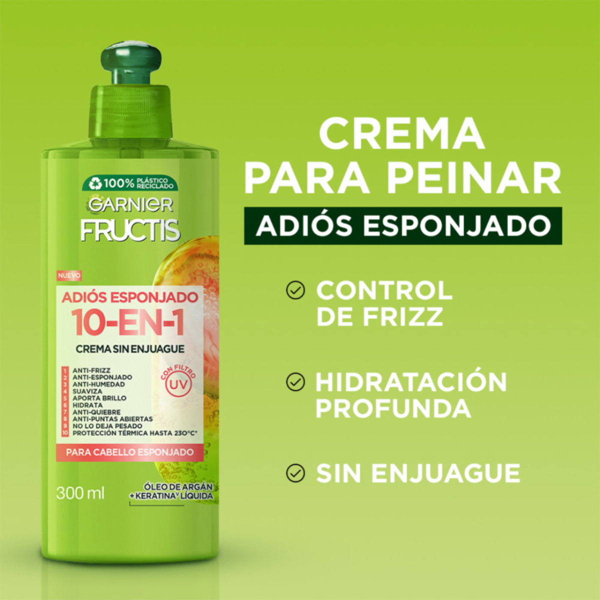 Crema Para Peinar Adiós Esponjado GARNIER FRUCTIS 300 Ml