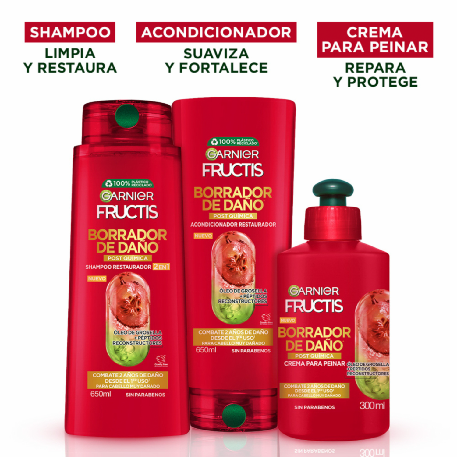 Crema Para Peinar Borrador De Daño Post Química GARNIER FRUCTIS 300 Ml