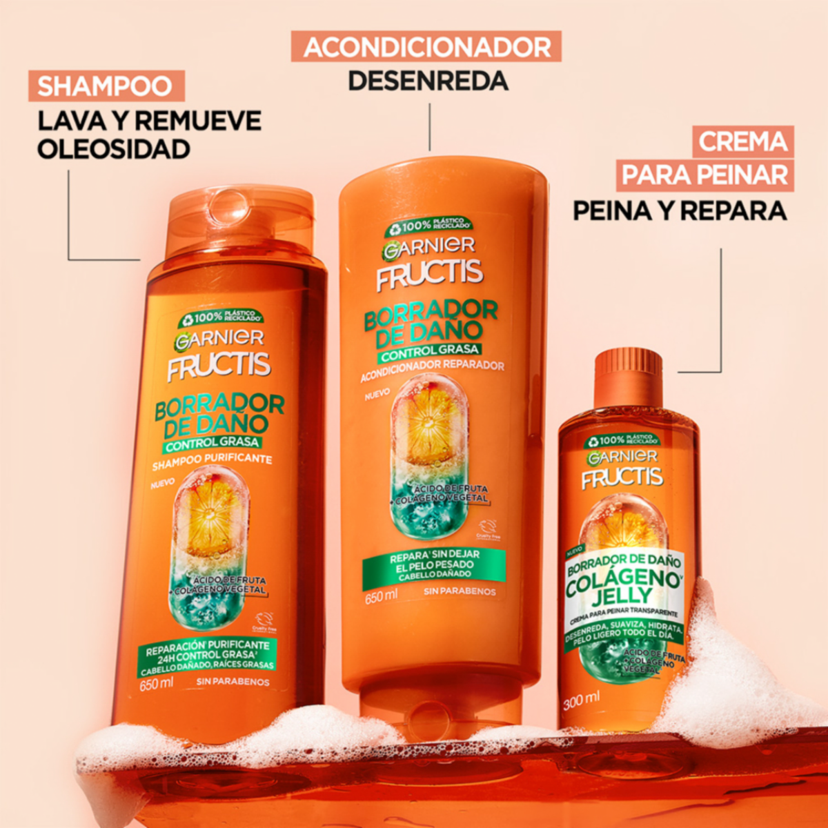 Crema Para Peinar Borrador De Daño GARNIER FRUCTIS 300 Ml