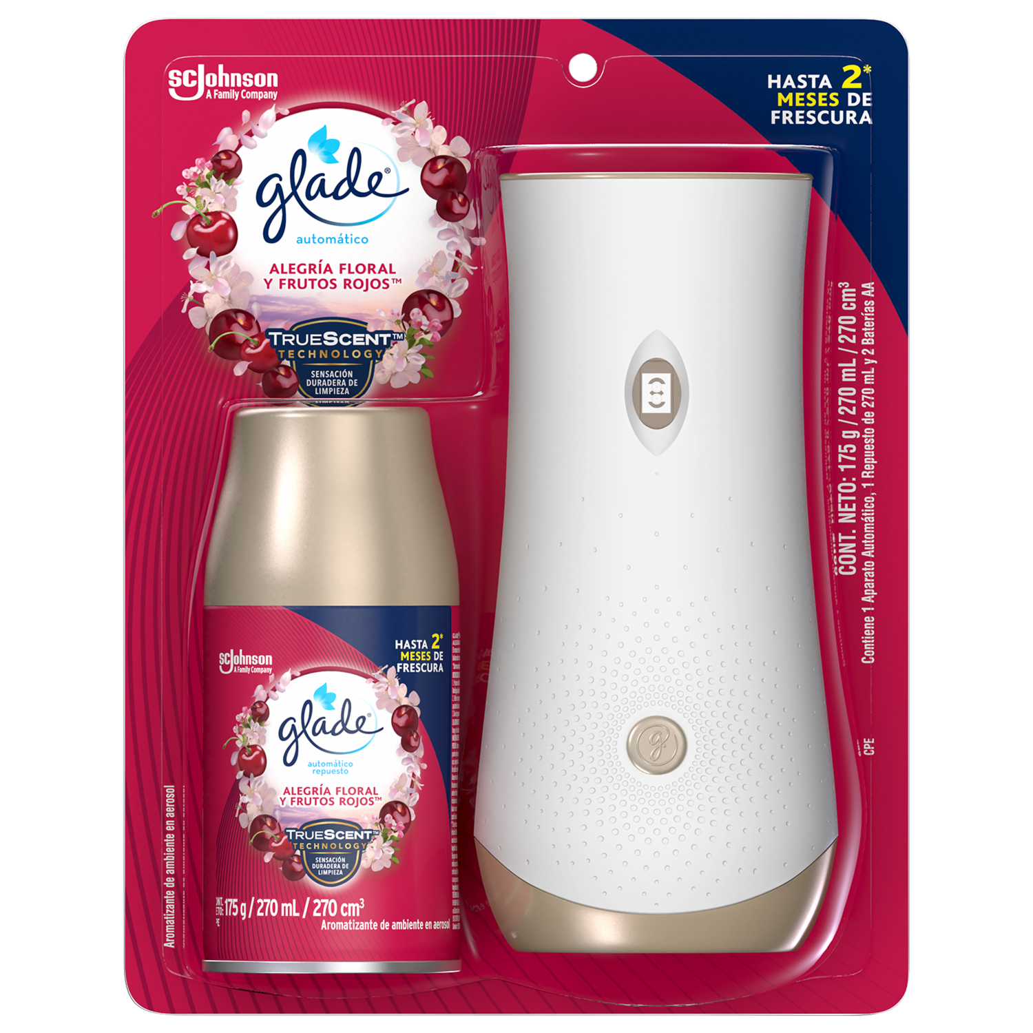 Repuesto Desodorante Alegría Floral Frutos Rojos + Aparato GLADE 270 Ml