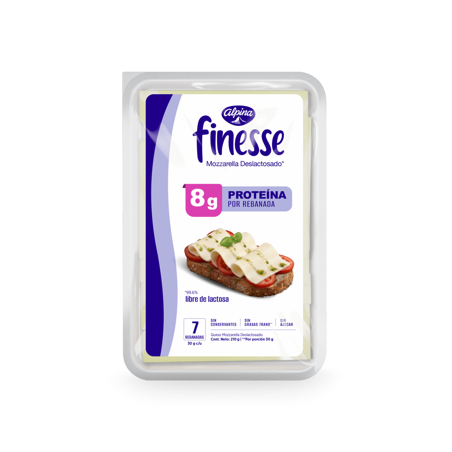 Queso Mozarella Deslactosado Alto En Proteína FINESSE 210 G