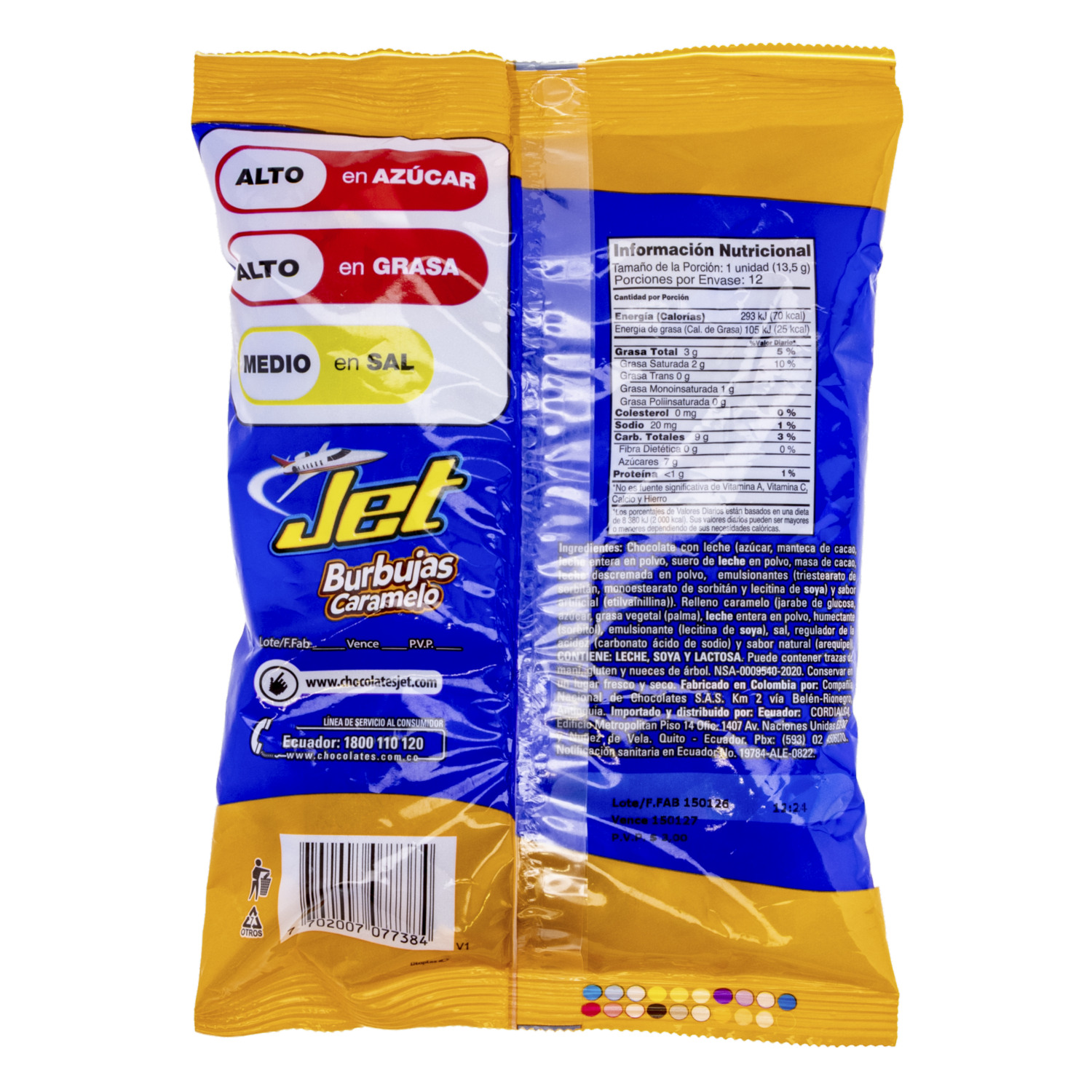 Burbucaramelo Chocolate Con Leche Con Relleno De Caramelo JET 14 G