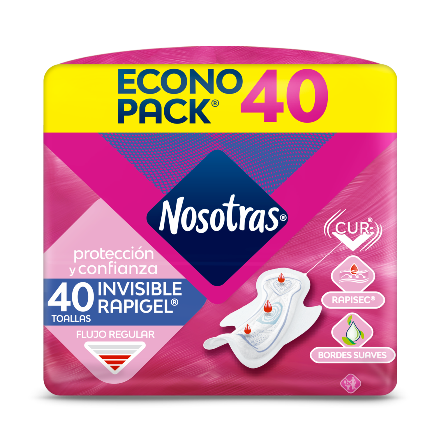 Toallas Sanitarias Invisible Rapigel Aloe NOSOTRAS X 40 Uds
