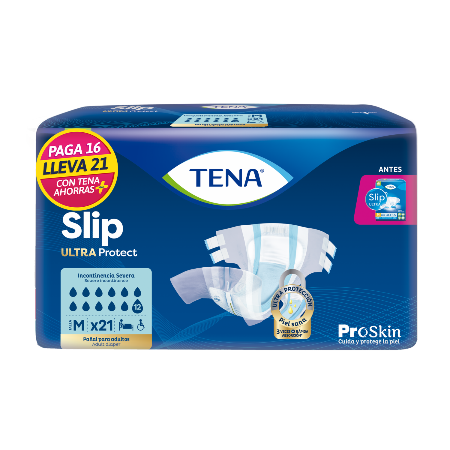 Pañales Slip Slip Ultra Protect Medium TENA X 21 Uds