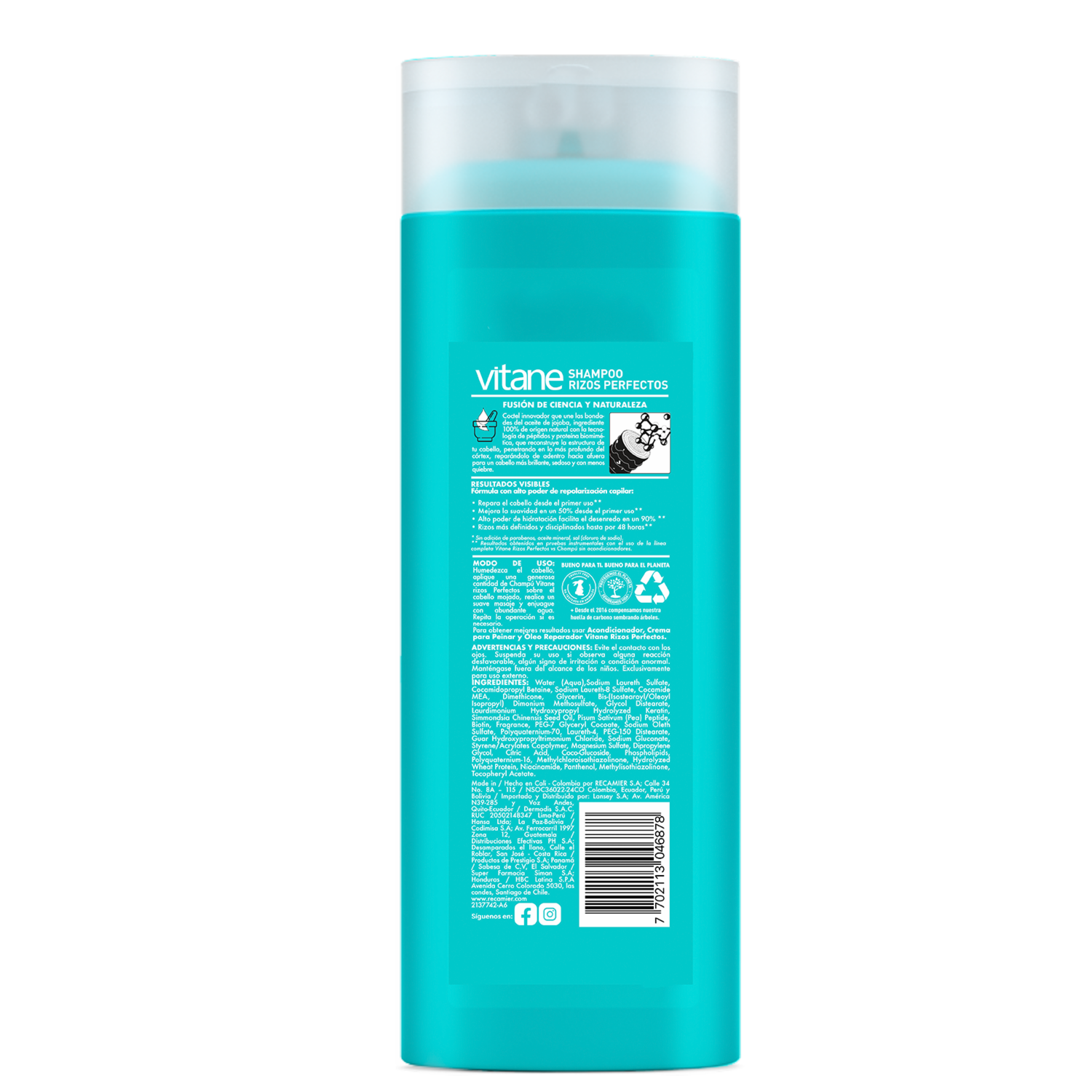 Shampoo De Cabello Rizos Perfectos con Péptidos VITANE 400 Ml