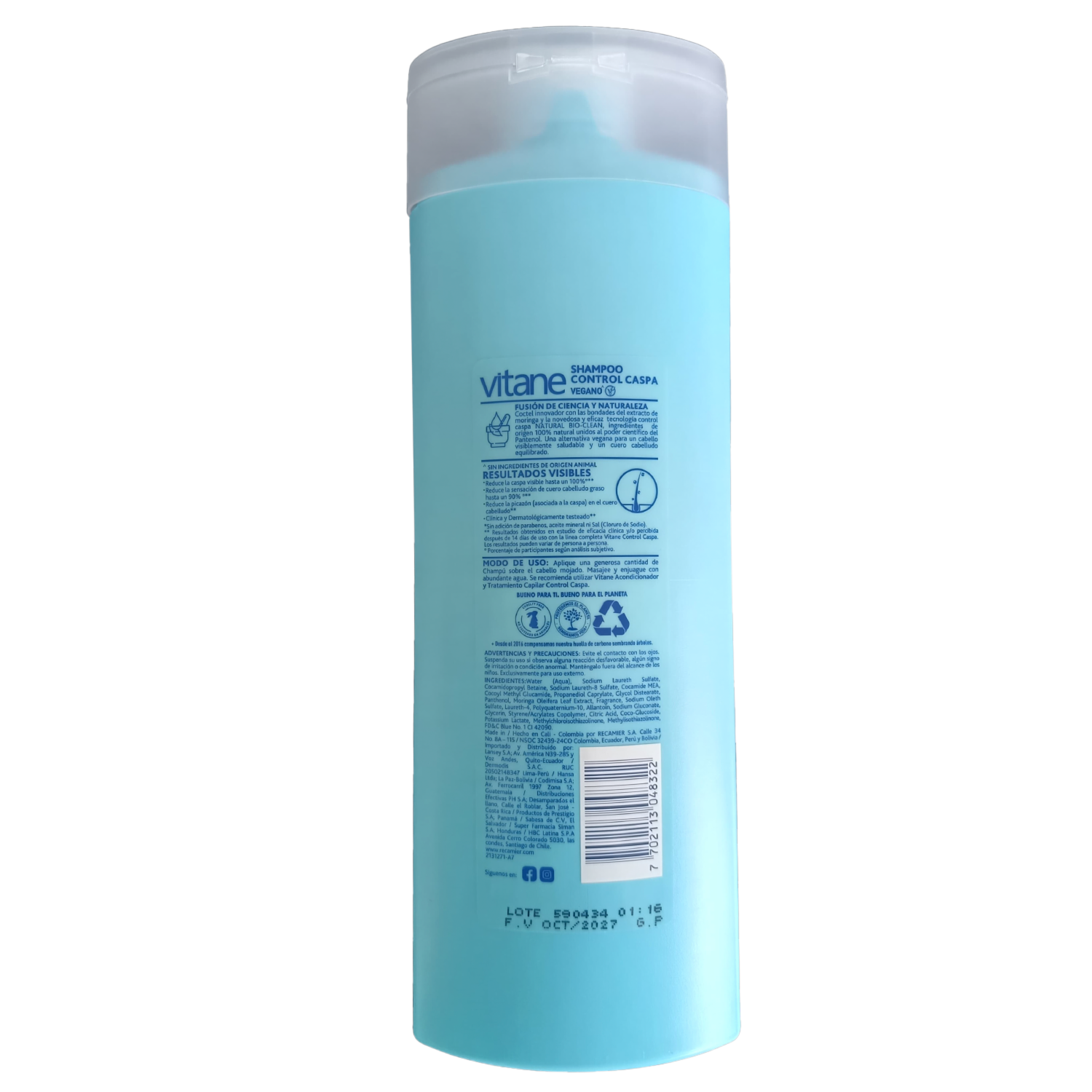Shampoo De Cabello Control Caspa Sin Sal Para Mujer VITANE 400 Ml