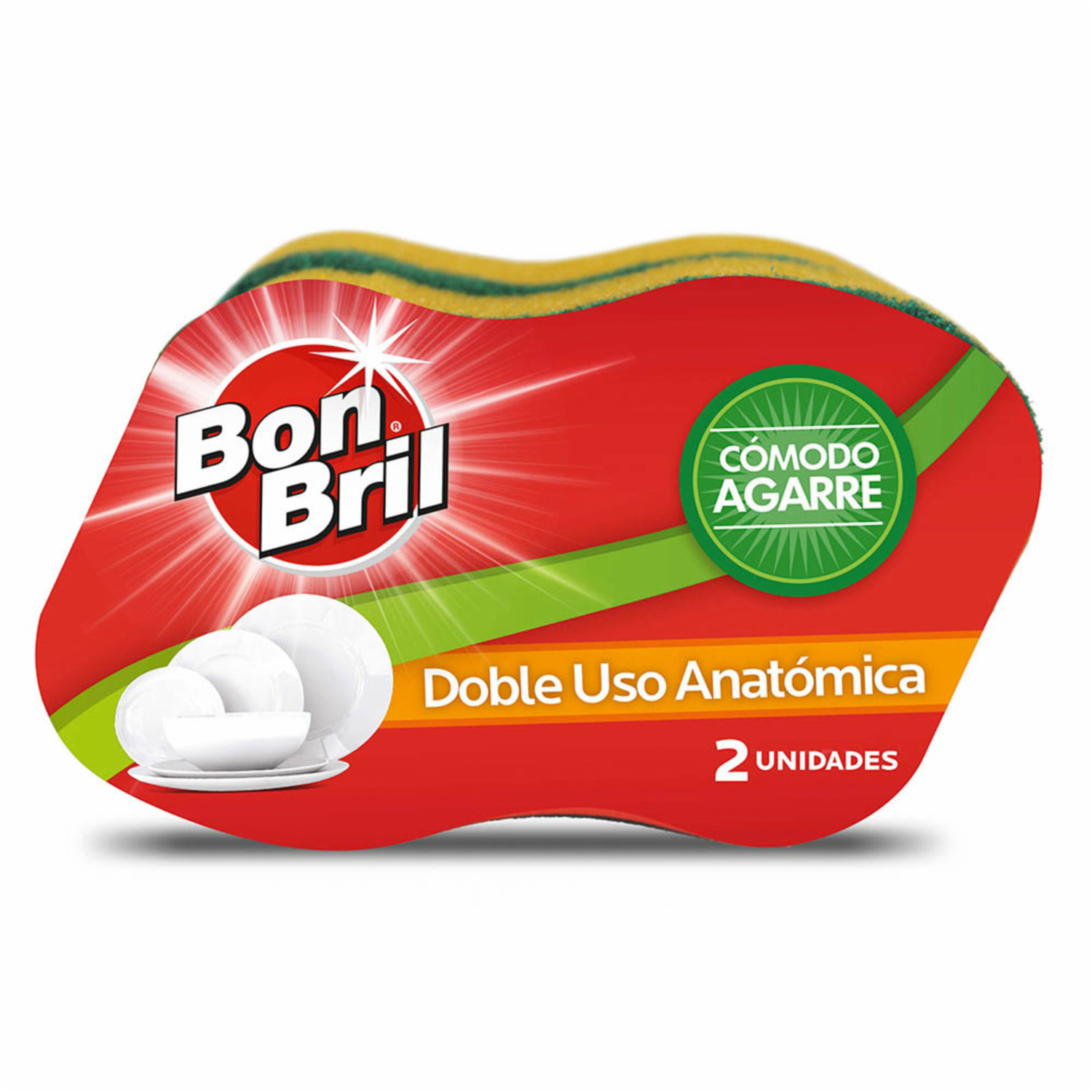 Esponja Lavavajilla Doble Uso Anatómica BON BRIL X2 Uds