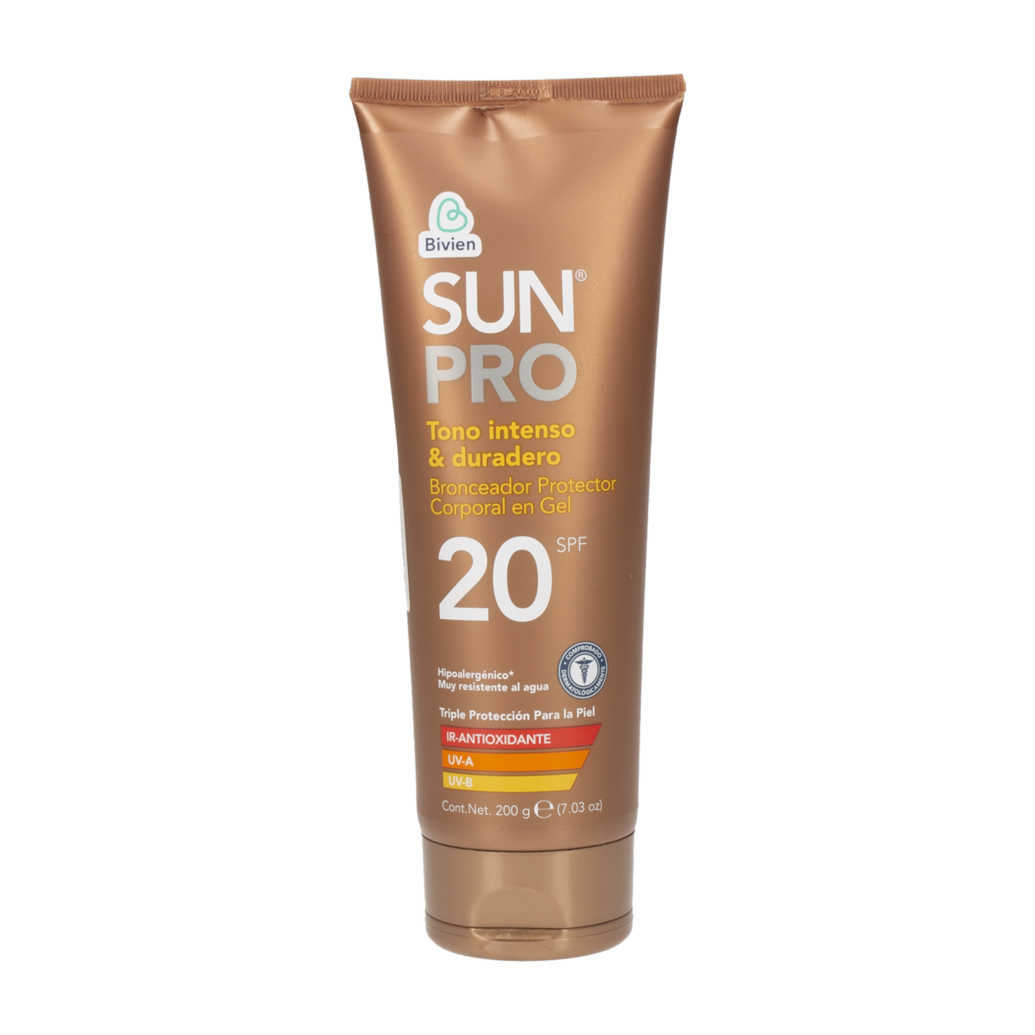 Bronceador Y Protector Solar En Gel Con Activador De Melanina Hipoalergénico Spf20 SUN PRO Pack 2 X 200 G