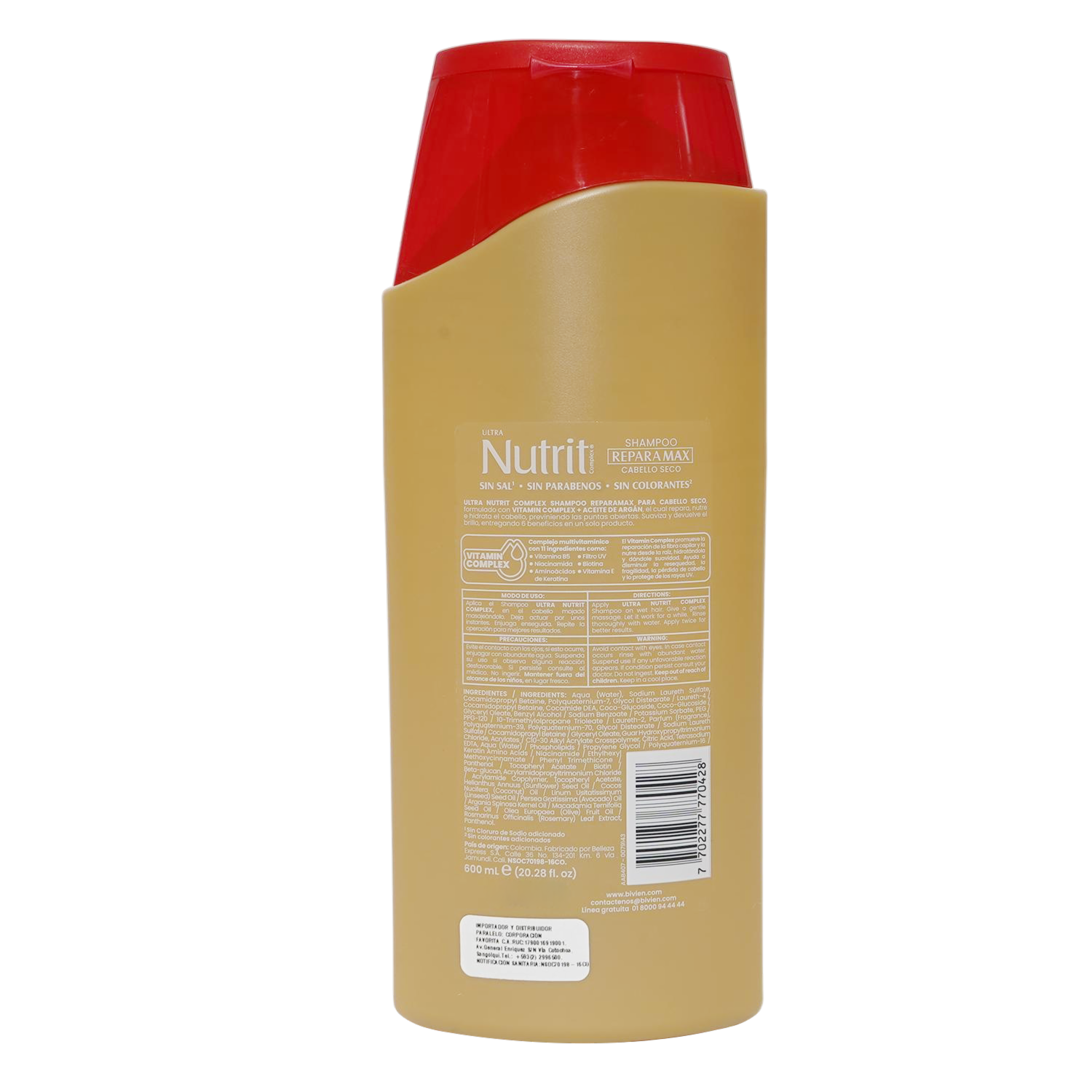 Shampoo De Cabello Reparamax Aceite De Argán + Vitamin Complex NUTRIT 600 Ml