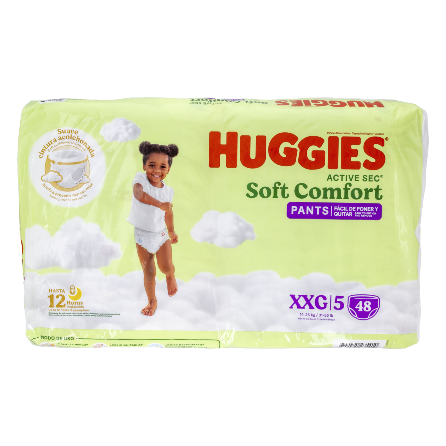 Pañales Active Sec Soft Confort Pants XXG Etapa 5 HUGGIES X48 Uds
