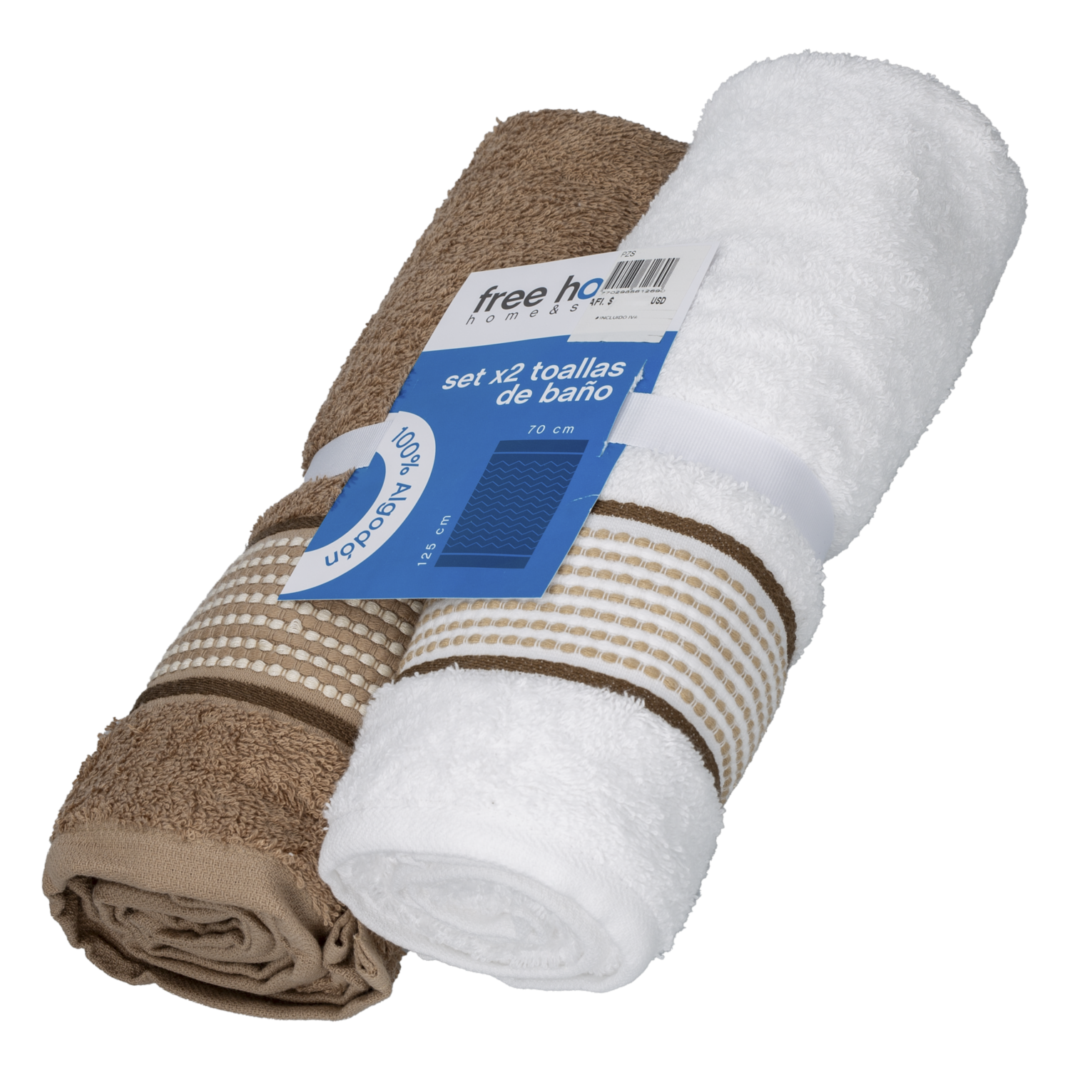 Set Toallas Cora Beige 420G FREE HOME 2 Piezas