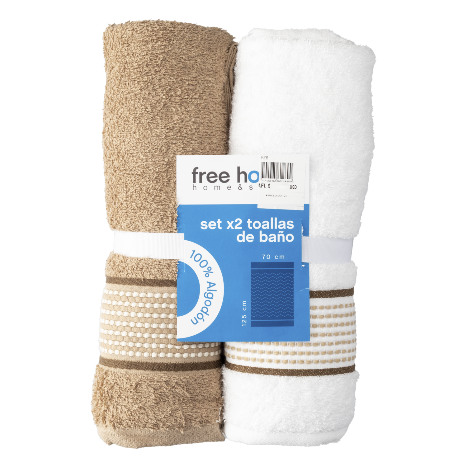 Set Toallas Cora Beige 420G FREE HOME 2 Piezas
