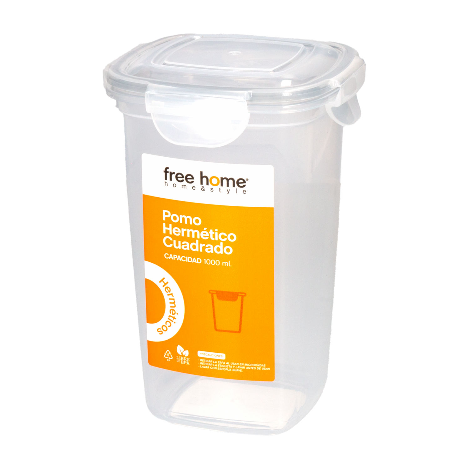 Pomo Hermético Cuadrado FREE HOME 1000 Ml