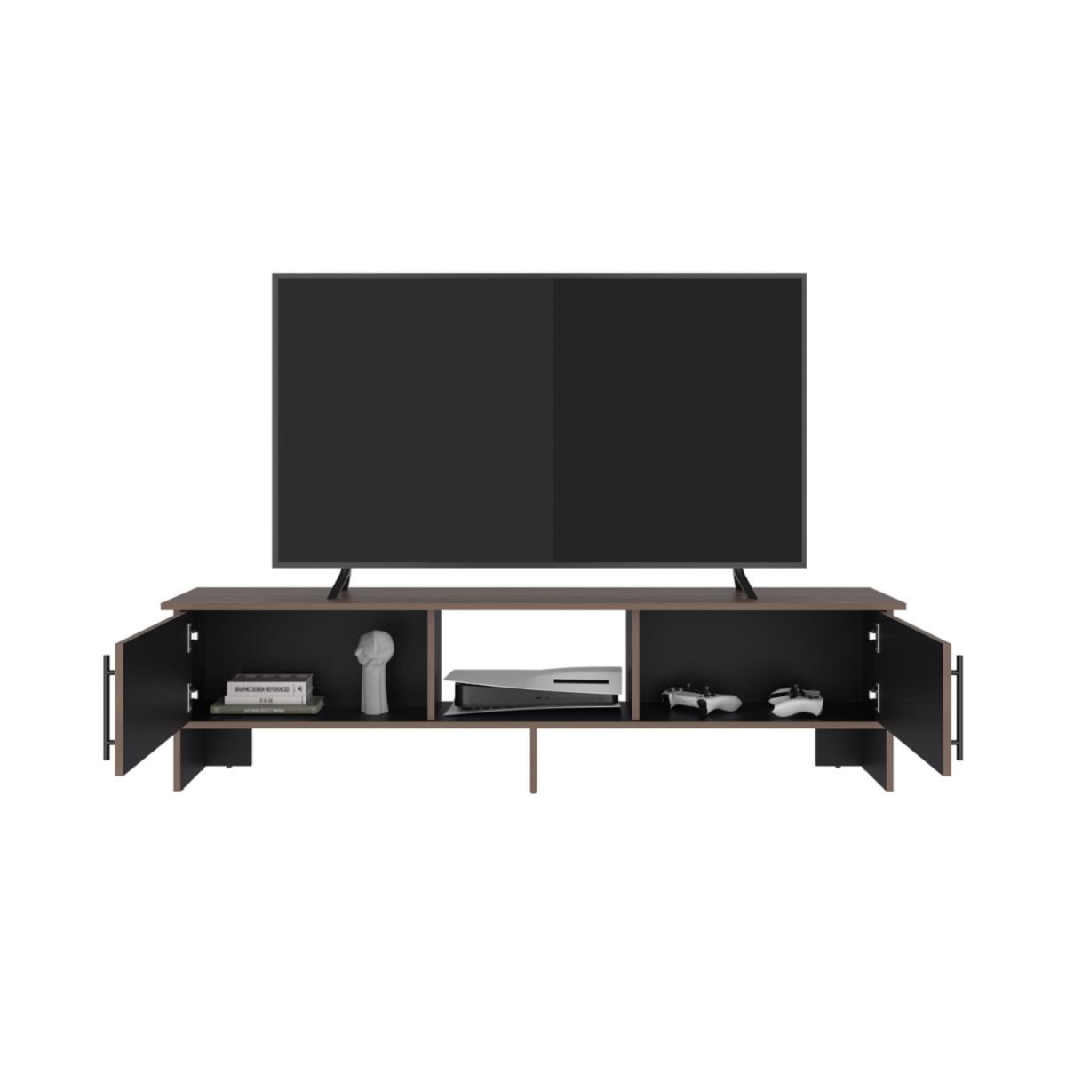 Rack De Tv Para 65″ Linea Dago Avellana Negro MÖBLART MDF
