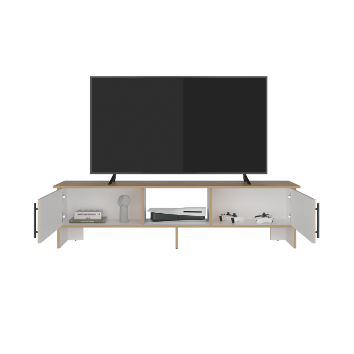 Rack De Tv Para 65″ Linea Dago Fresno Blanco Capri MÖBLART MDF