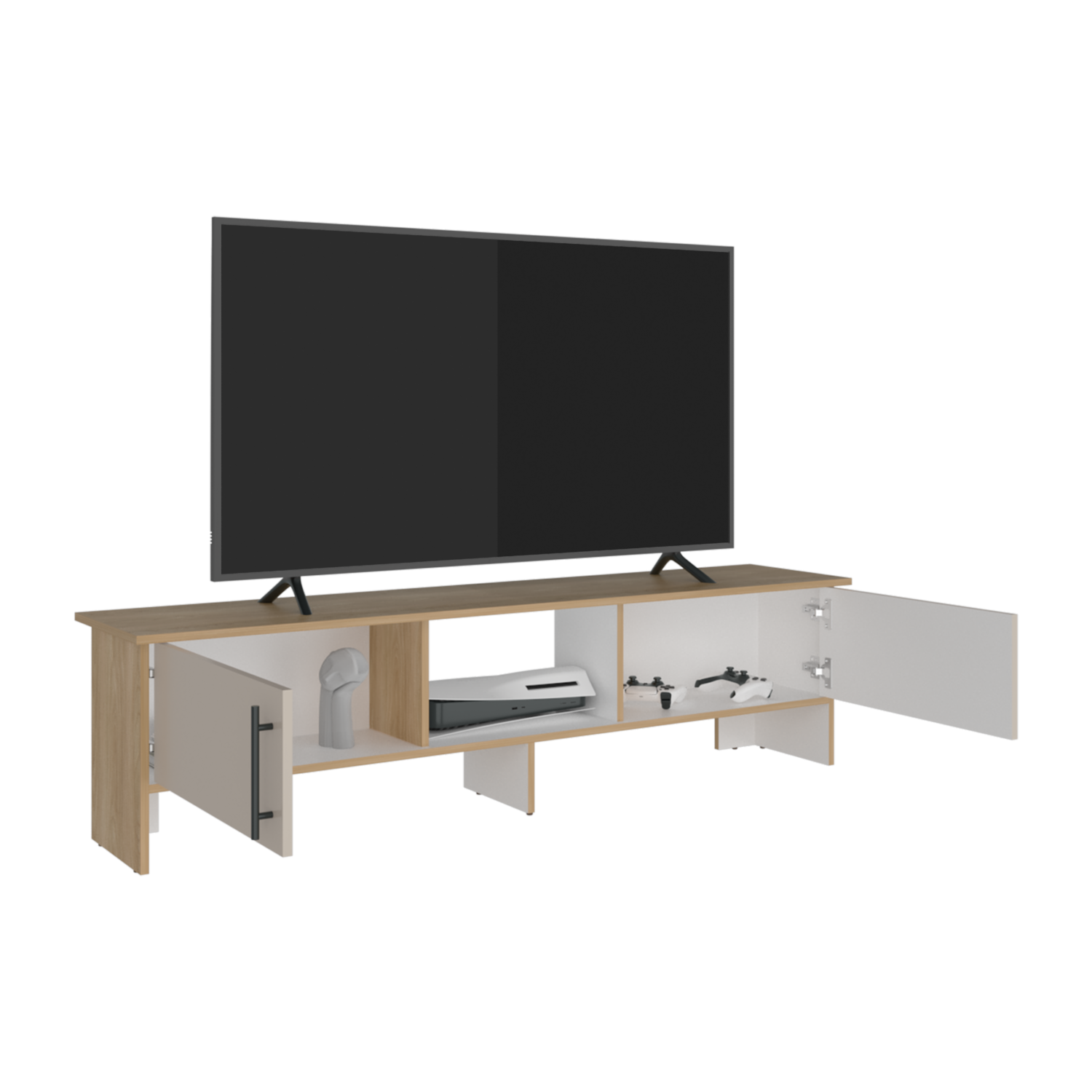 Rack De Tv Para 65″ Linea Dago Fresno Blanco Capri MÖBLART MDF
