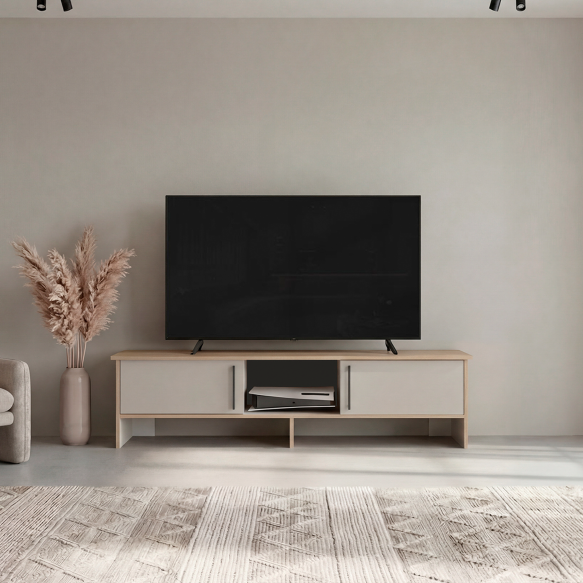 Rack De Tv Para 65″ Linea Dago Fresno Blanco Capri MÖBLART MDF