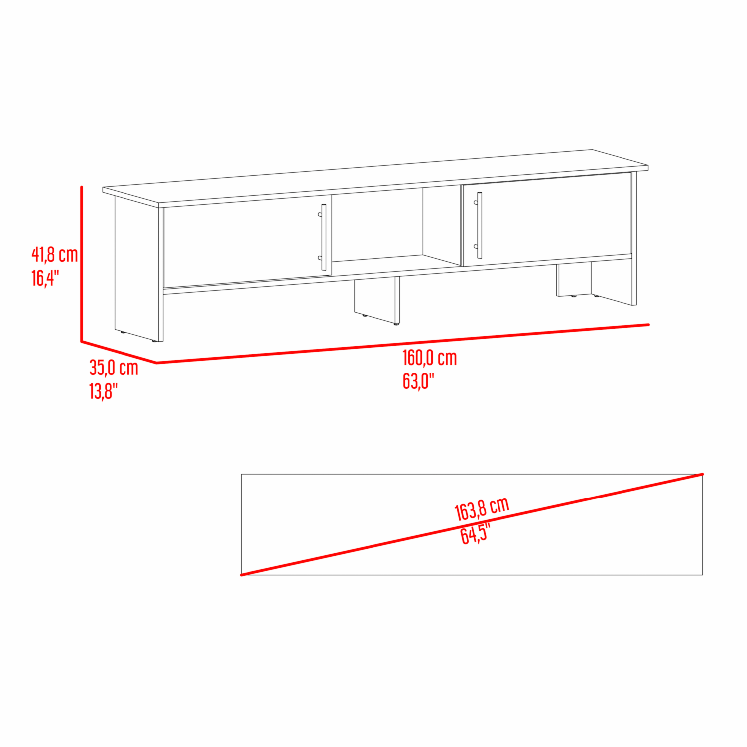 Rack De Tv Para 65″ Linea Dago Fresno Blanco Capri MÖBLART MDF