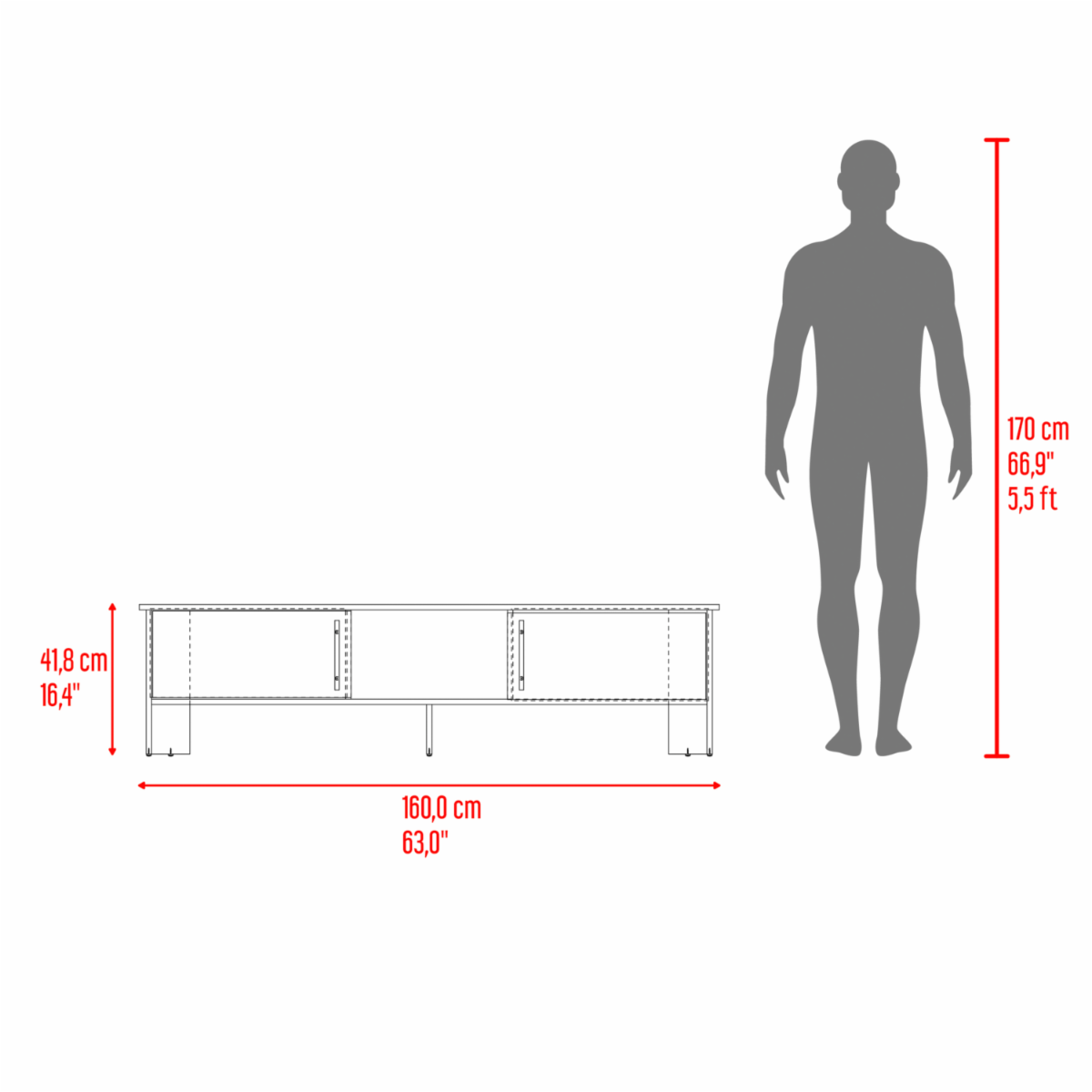 Rack De Tv Para 65″ Linea Dago Fresno Blanco Capri MÖBLART MDF
