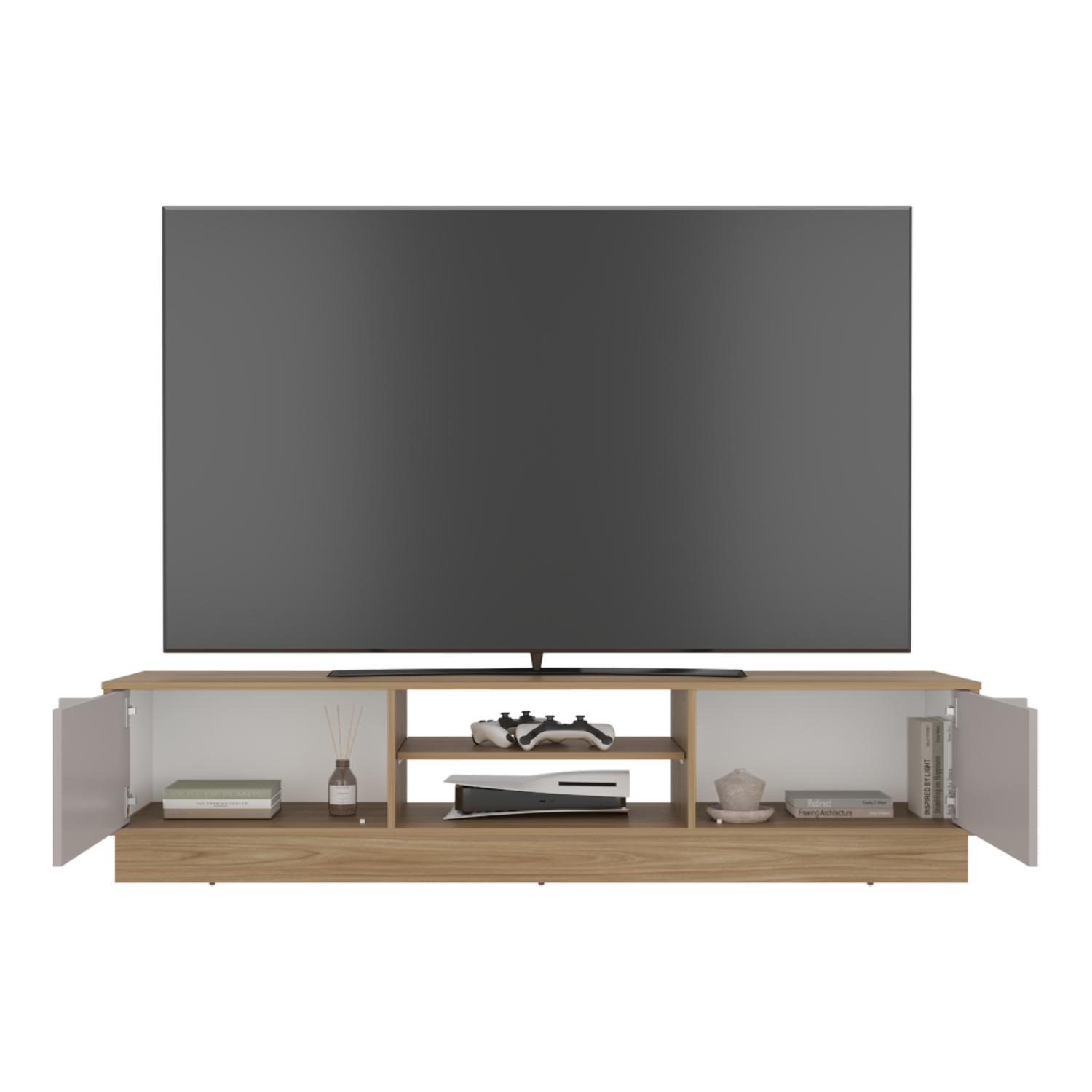 Rack De Tv Para 75″ Caoba Fresno Blanco Capri MÖBLART Mdf