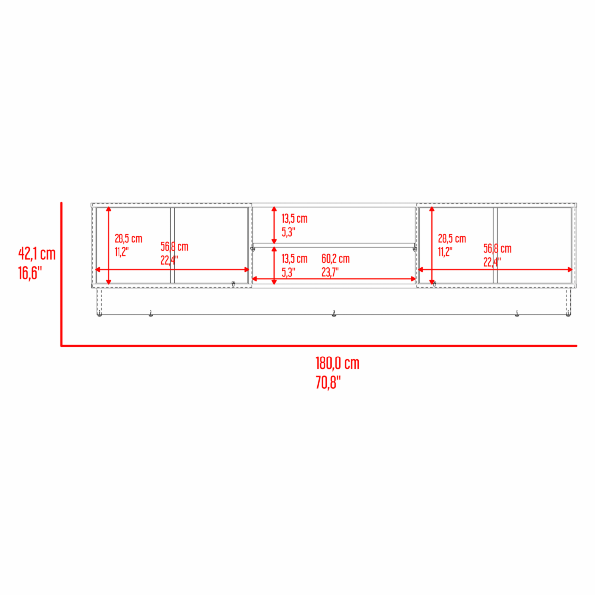 Rack De Tv Para 75″ Caoba Fresno Blanco Capri MÖBLART MDF