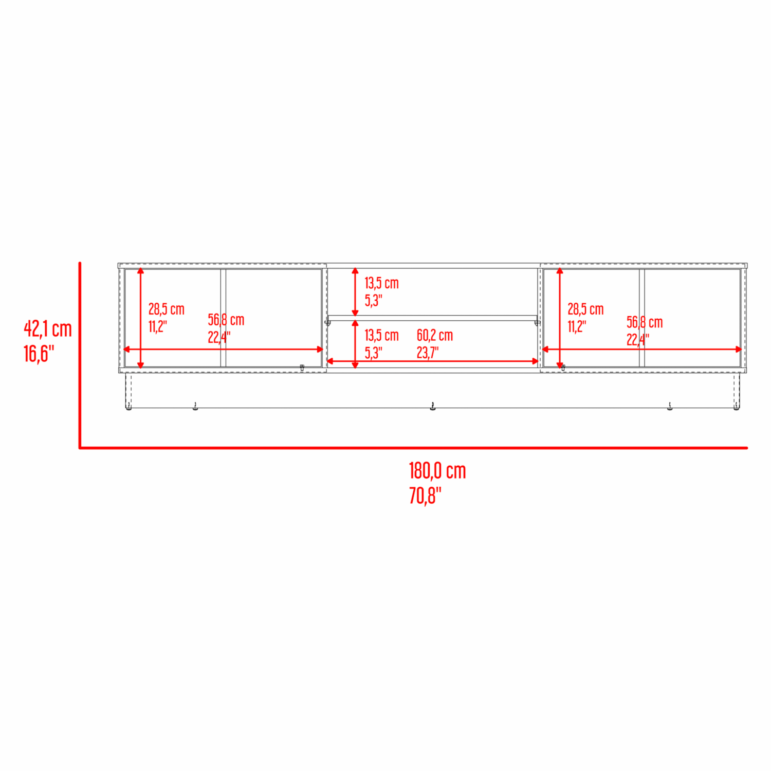 Rack De Tv Para 75″ Caoba Avellana Con Negro MÖBLART MDF