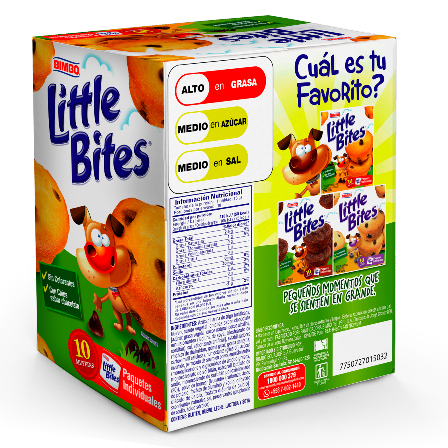 Mini Muffins Sabor Vainilla Con Chispas De Chocolate Little Bites BIMBO 130 G