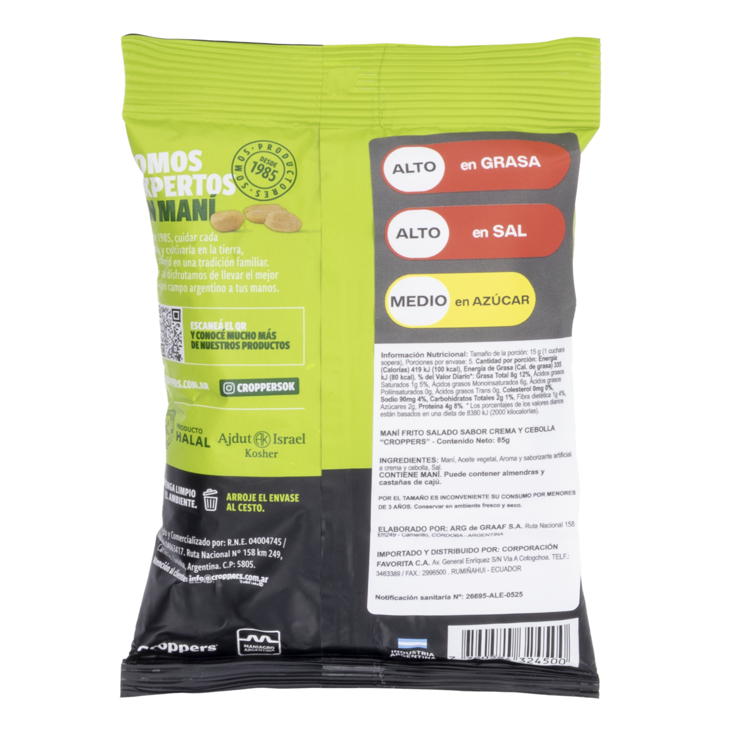 Maní Sabor A Crema Y Cebolla CROPPERS 85 G