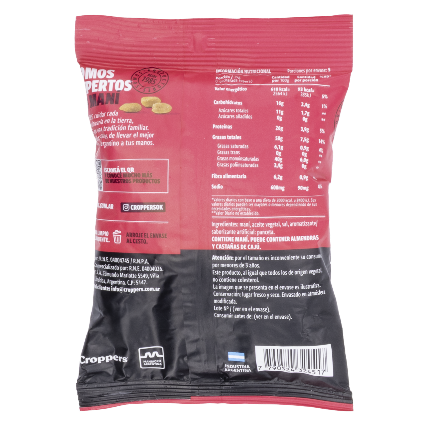 Maní Sabor A  Panceta CROPPERS 85 G